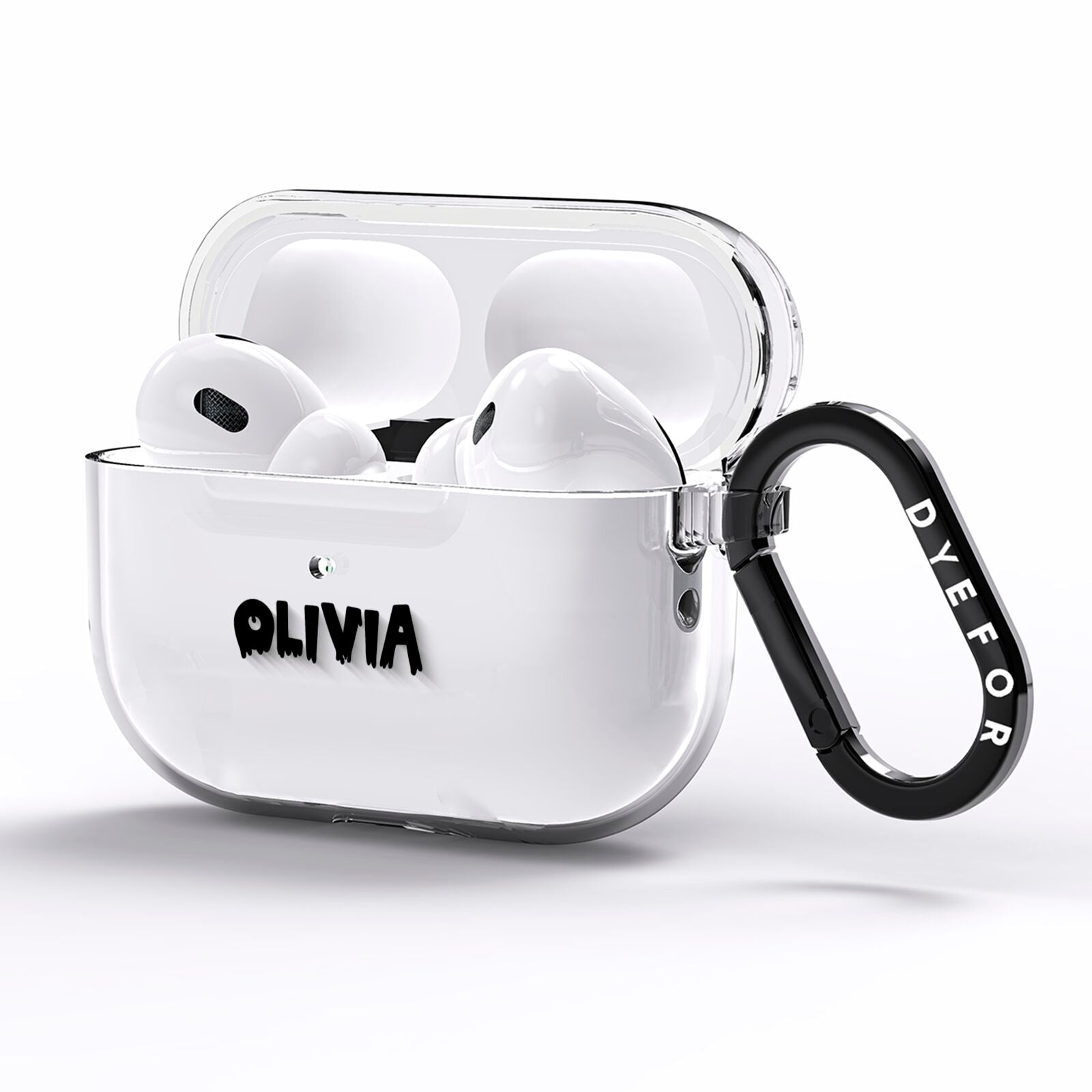 Personalised Black Slime Text AirPods Pro Clear Case Side Image