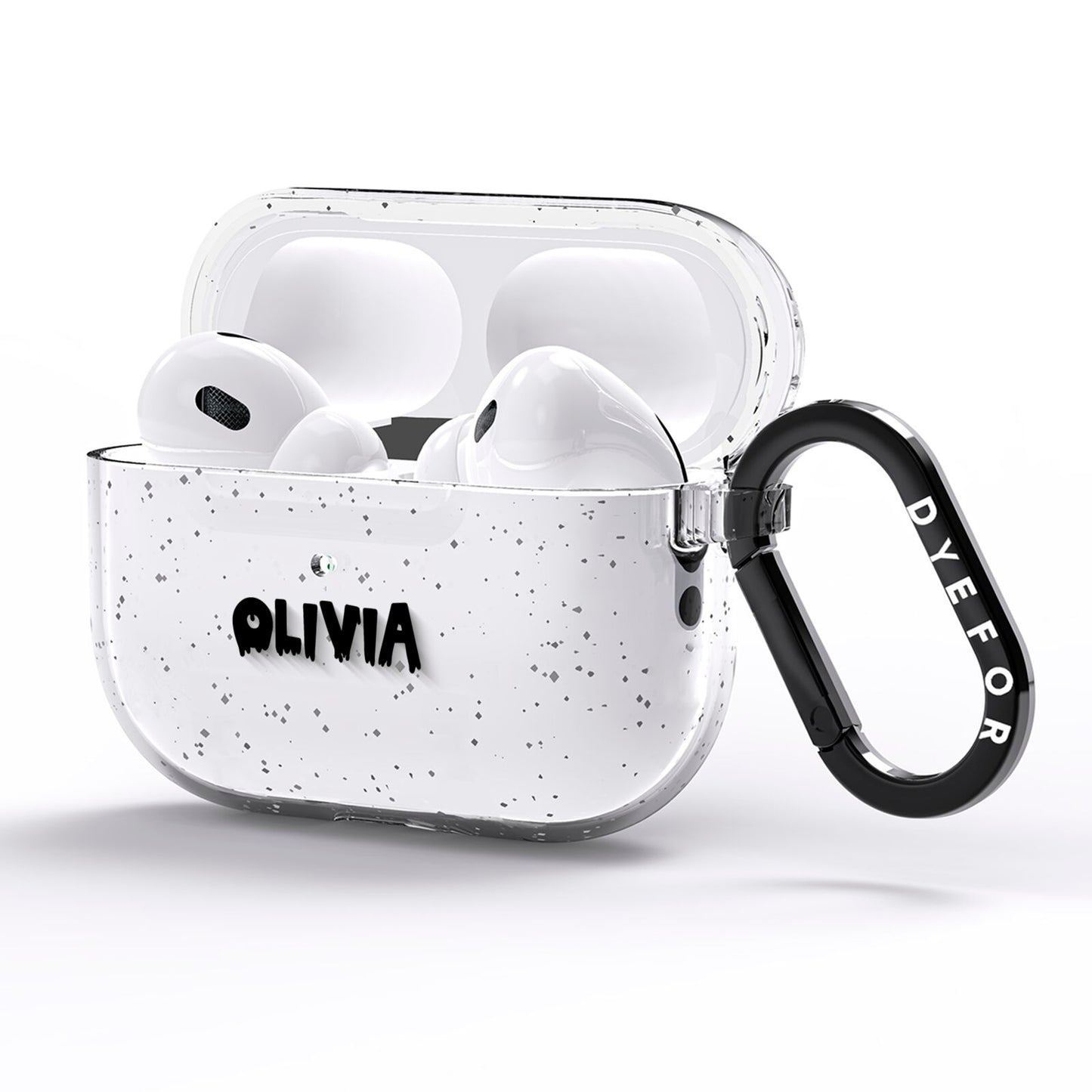 Personalised Black Slime Text AirPods Pro Glitter Case Side Image