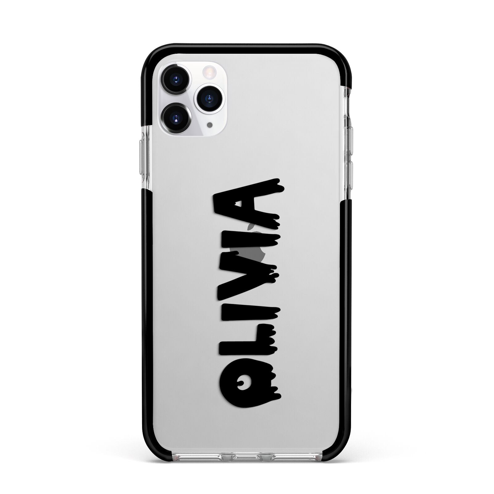 Personalised Black Slime Text Apple iPhone 11 Pro Max in Silver with Black Impact Case