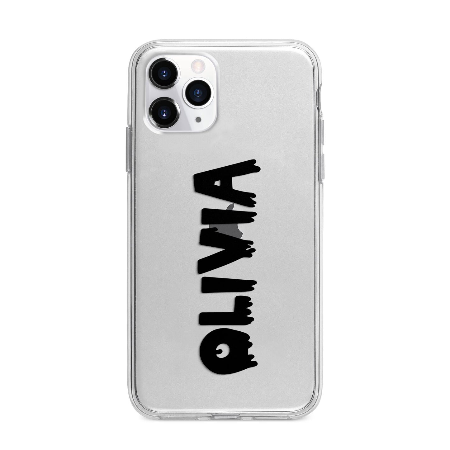 Personalised Black Slime Text Apple iPhone 11 Pro Max in Silver with Bumper Case