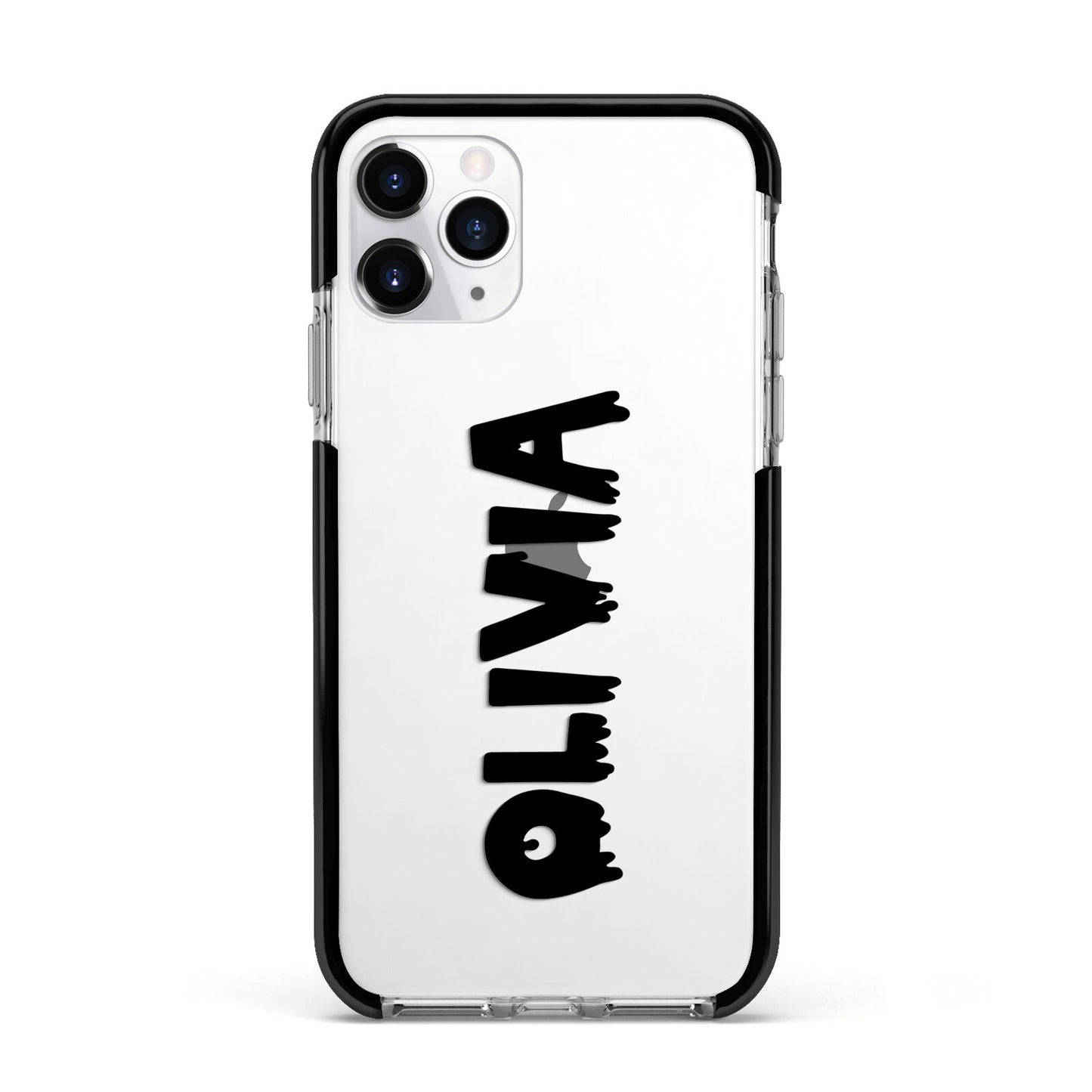 Personalised Black Slime Text Apple iPhone 11 Pro in Silver with Black Impact Case