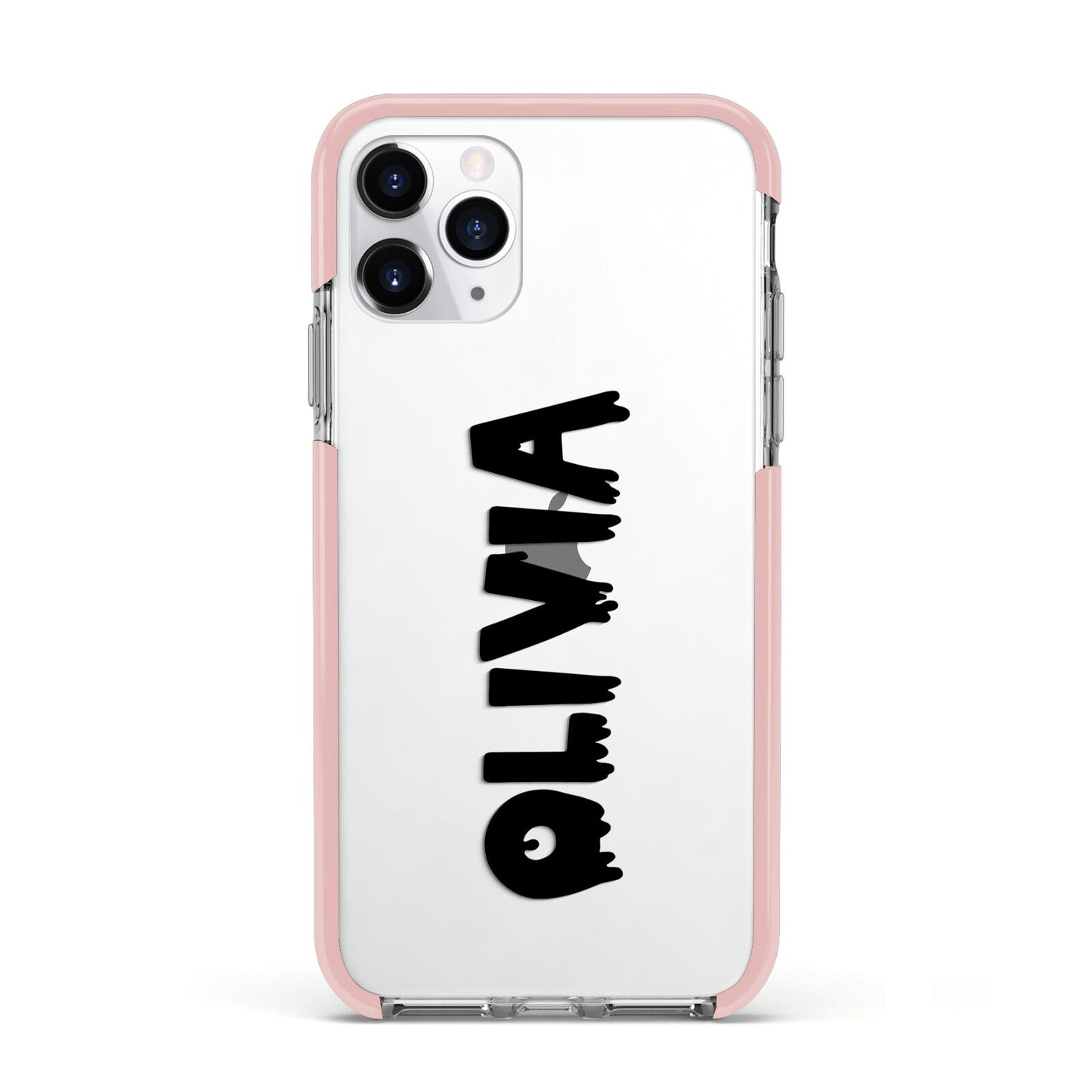 Personalised Black Slime Text Apple iPhone 11 Pro in Silver with Pink Impact Case