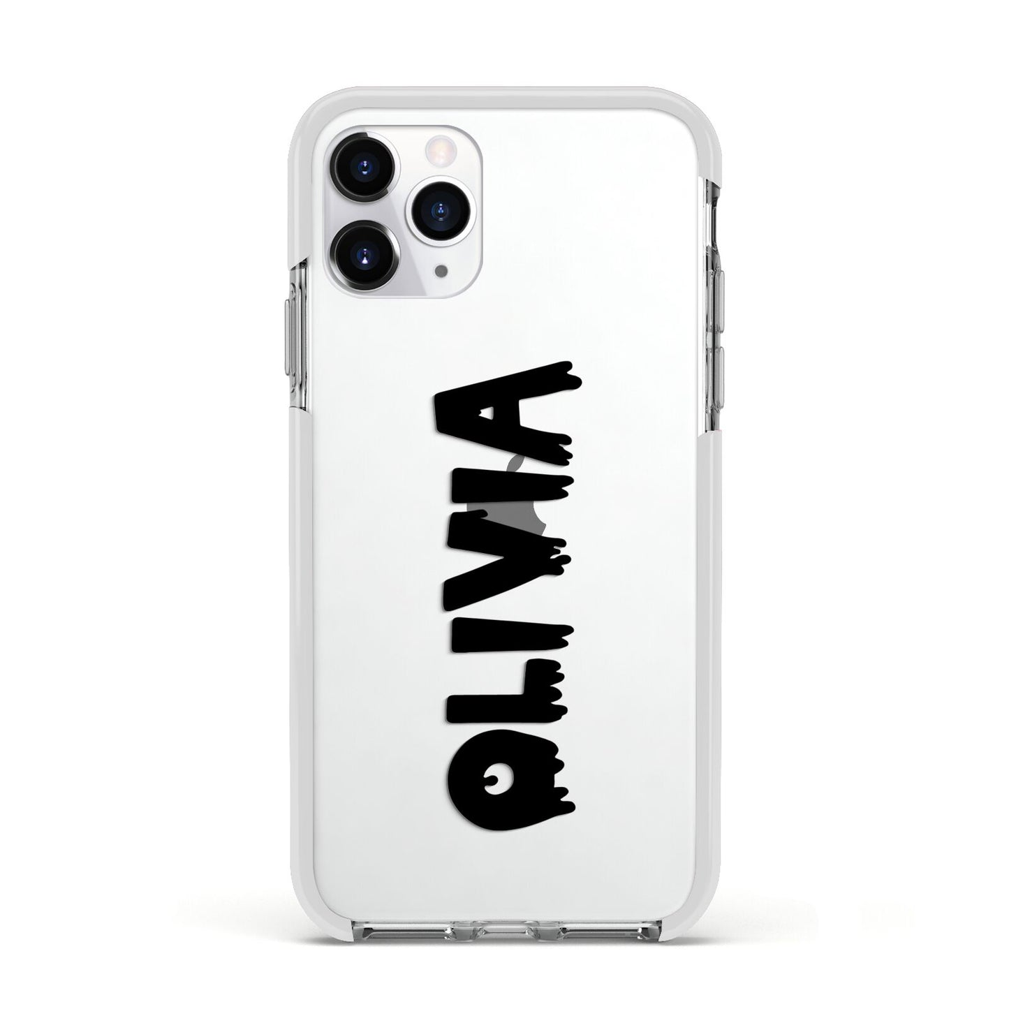 Personalised Black Slime Text Apple iPhone 11 Pro in Silver with White Impact Case