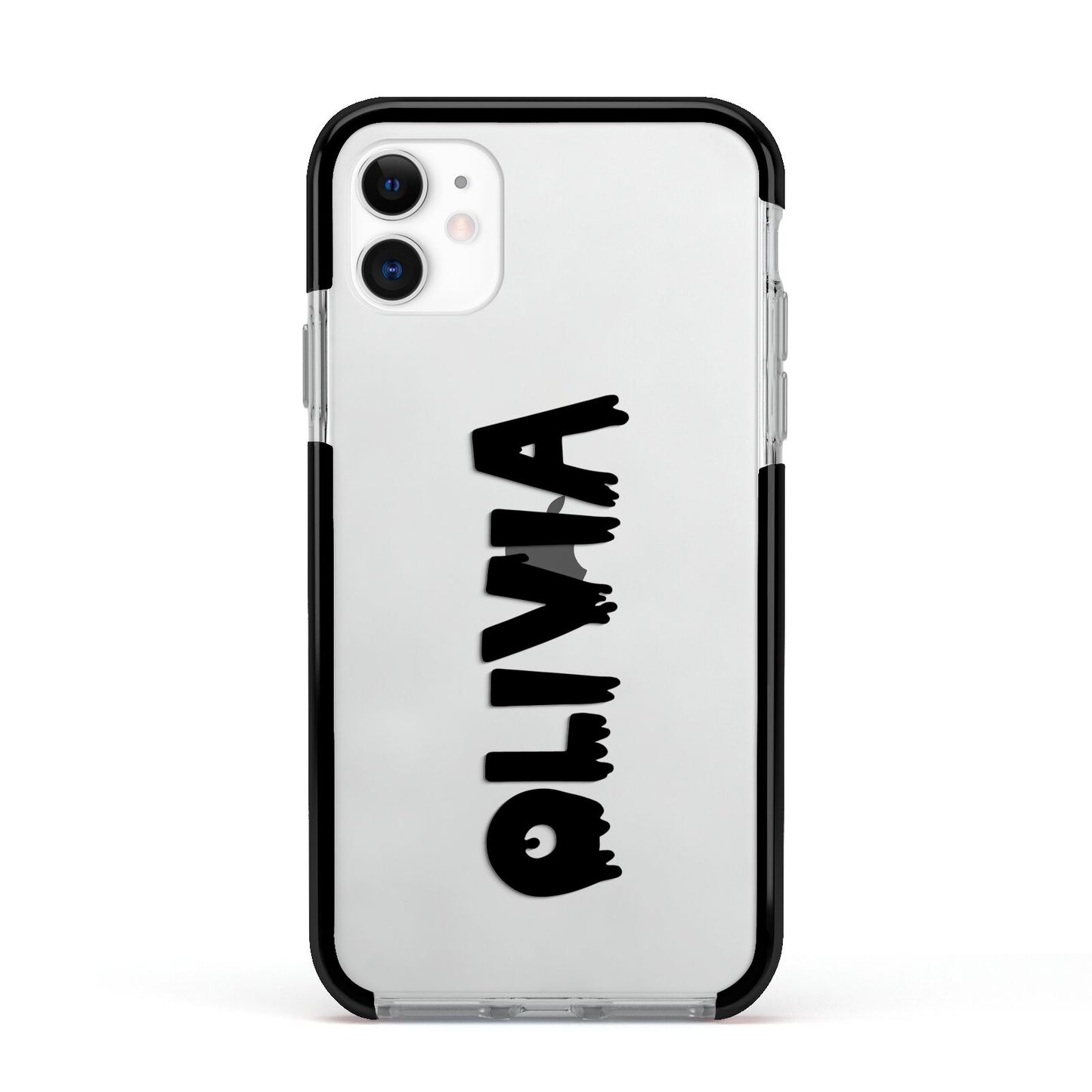 Personalised Black Slime Text Apple iPhone 11 in White with Black Impact Case