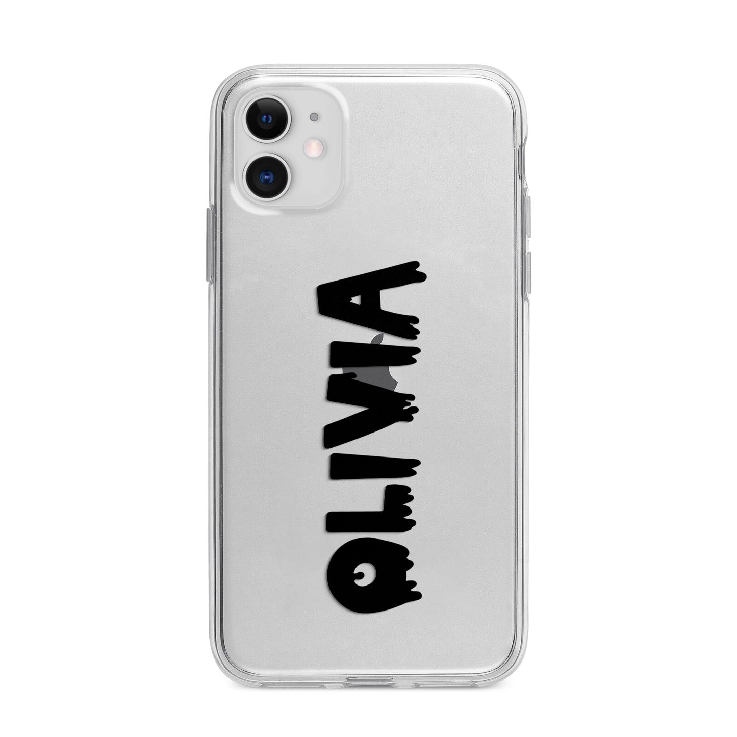 Personalised Black Slime Text Apple iPhone 11 in White with Bumper Case