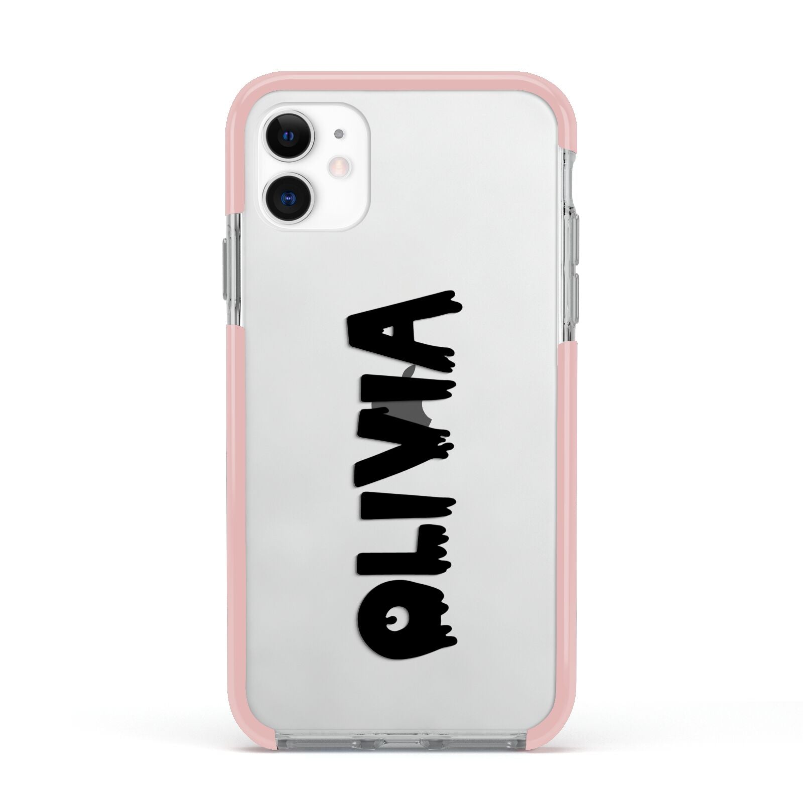 Personalised Black Slime Text Apple iPhone 11 in White with Pink Impact Case