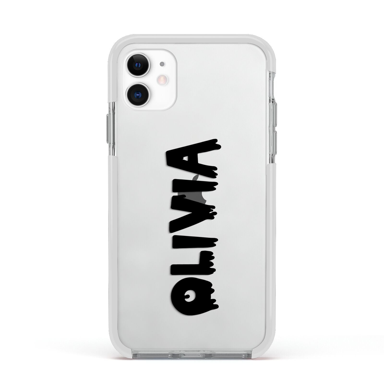 Personalised Black Slime Text Apple iPhone 11 in White with White Impact Case