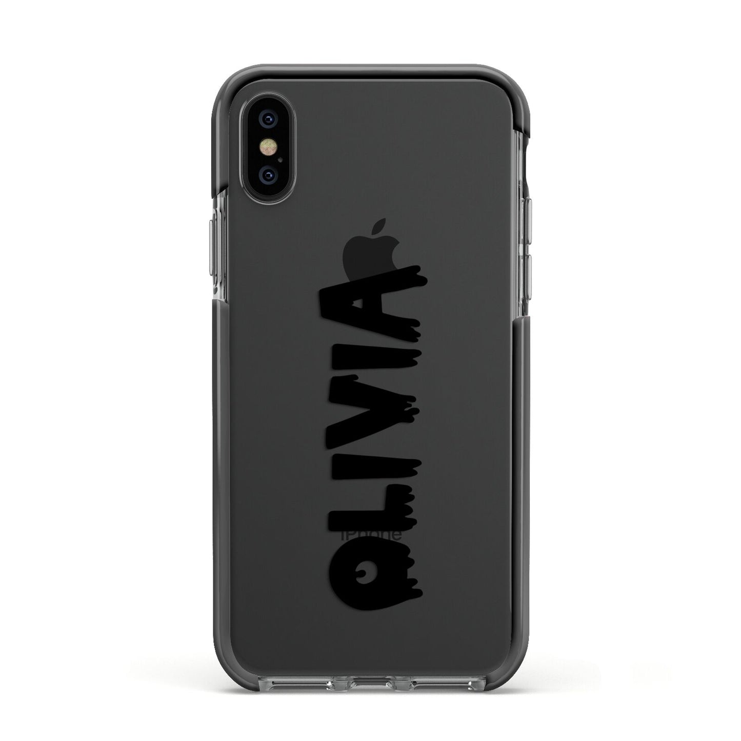 Personalised Black Slime Text Apple iPhone Xs Impact Case Black Edge on Black Phone