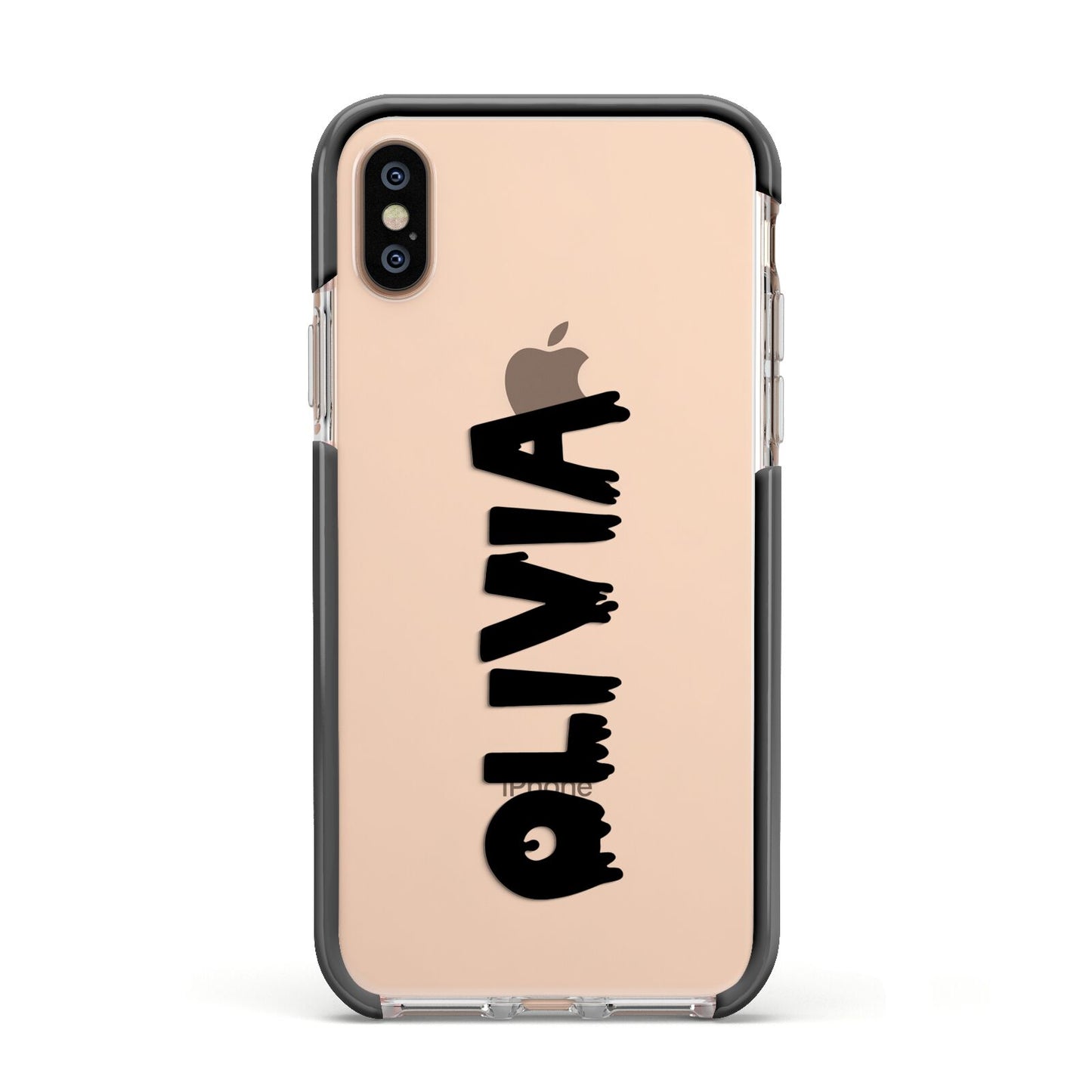 Personalised Black Slime Text Apple iPhone Xs Impact Case Black Edge on Gold Phone