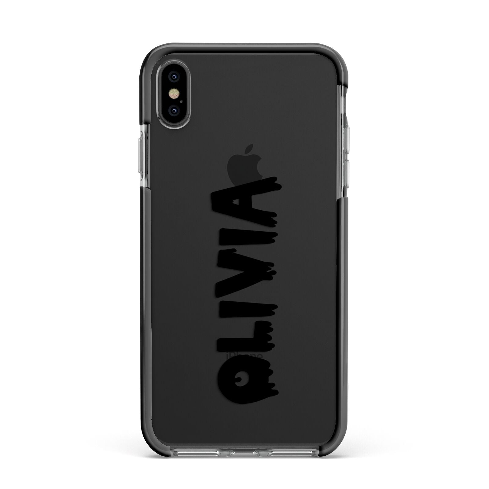 Personalised Black Slime Text Apple iPhone Xs Max Impact Case Black Edge on Black Phone