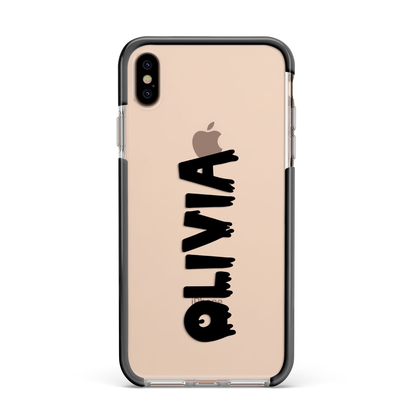 Personalised Black Slime Text Apple iPhone Xs Max Impact Case Black Edge on Gold Phone