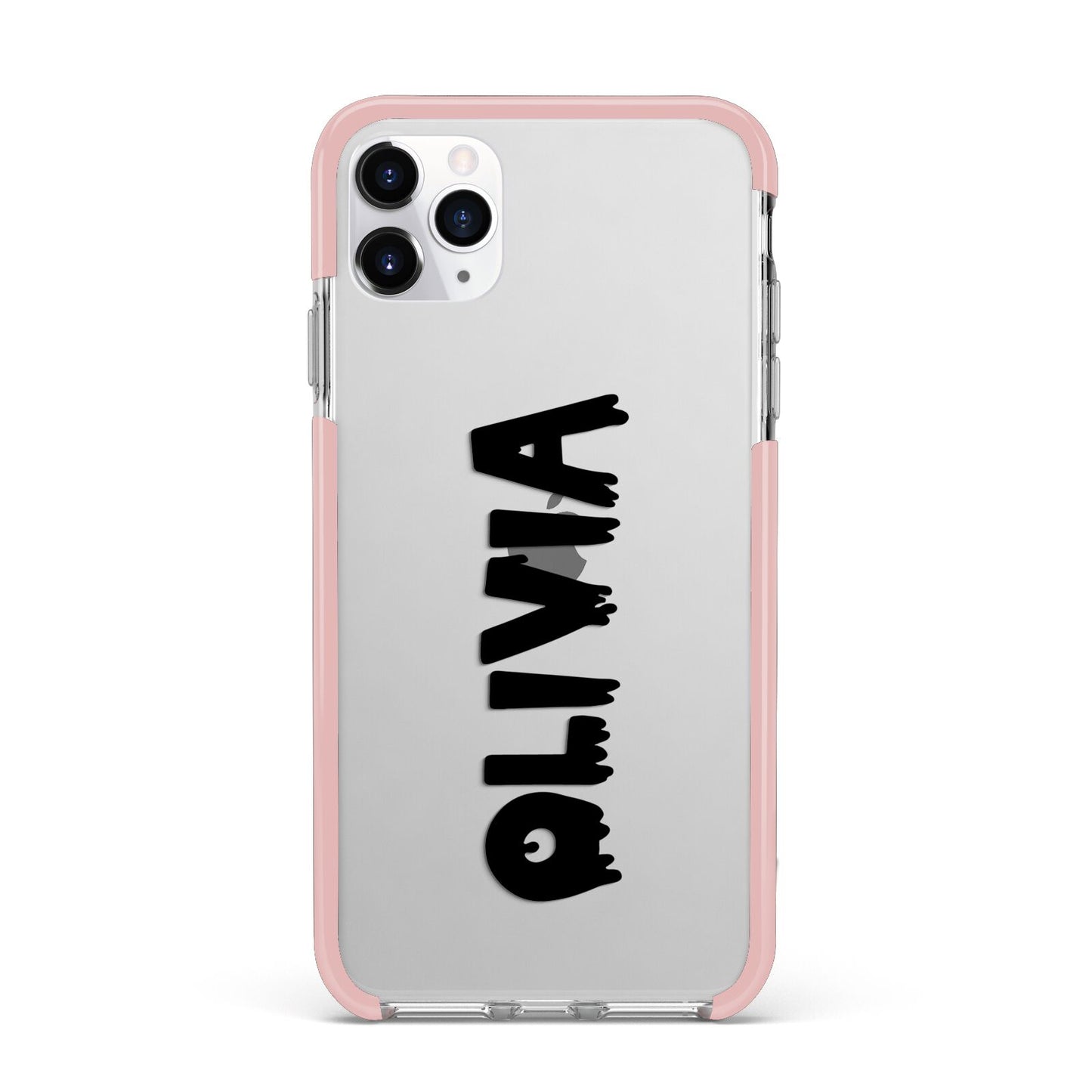 Personalised Black Slime Text iPhone 11 Pro Max Impact Pink Edge Case