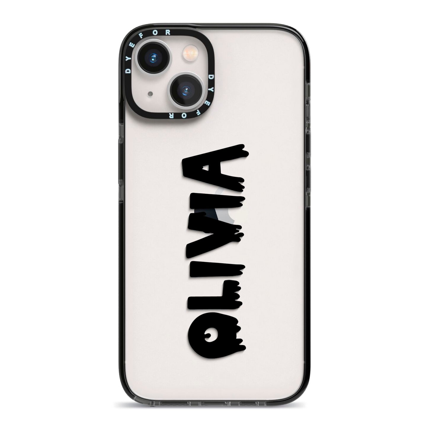 Personalised Black Slime Text iPhone 13 Black Impact Case on Silver phone