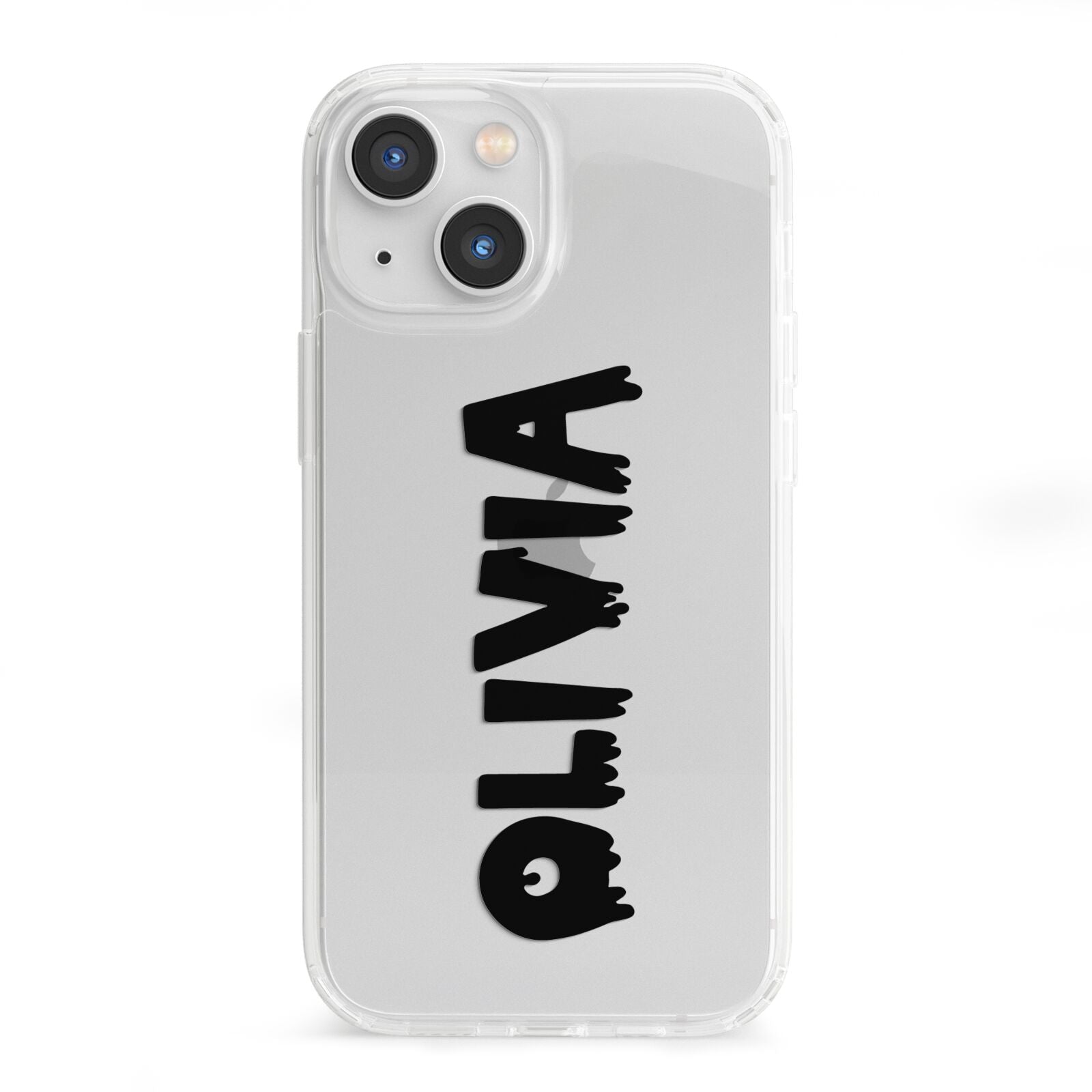 Personalised Black Slime Text iPhone 13 Mini Clear Bumper Case