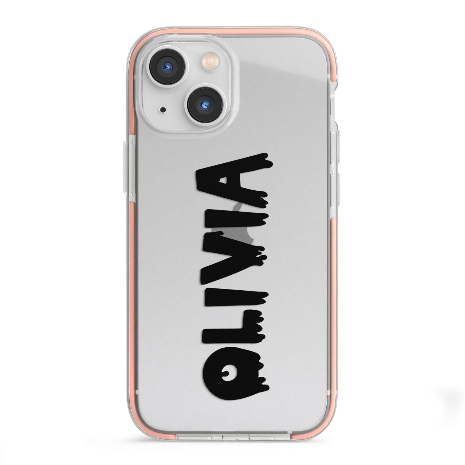 Personalised Black Slime Text iPhone 13 Mini TPU Impact Case with Pink Edges