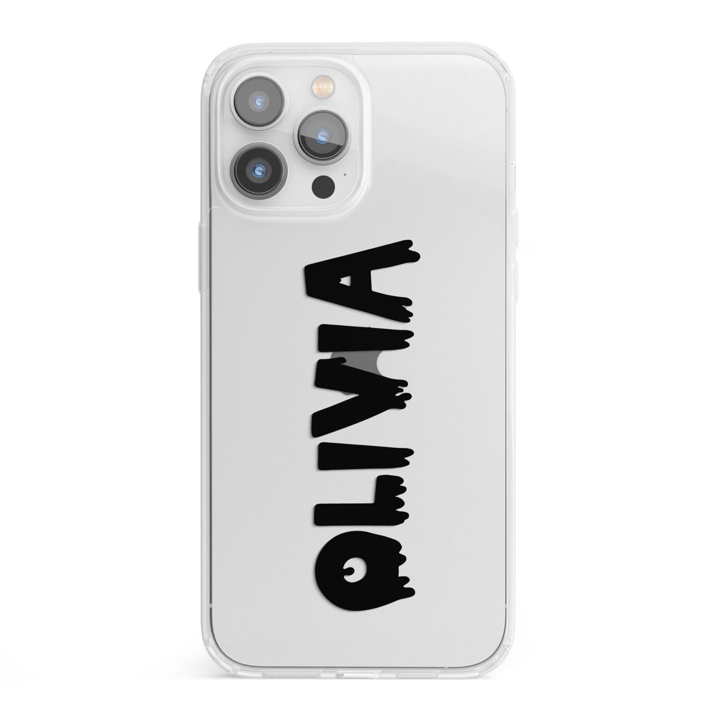 Personalised Black Slime Text iPhone 13 Pro Max Clear Bumper Case