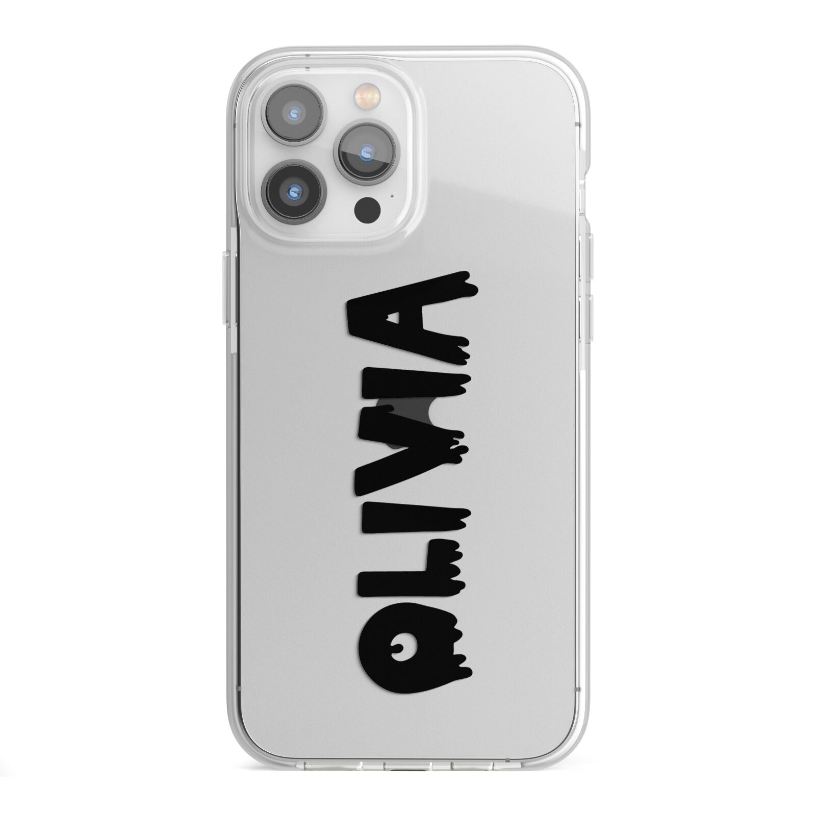 Personalised Black Slime Text iPhone 13 Pro Max TPU Impact Case with White Edges