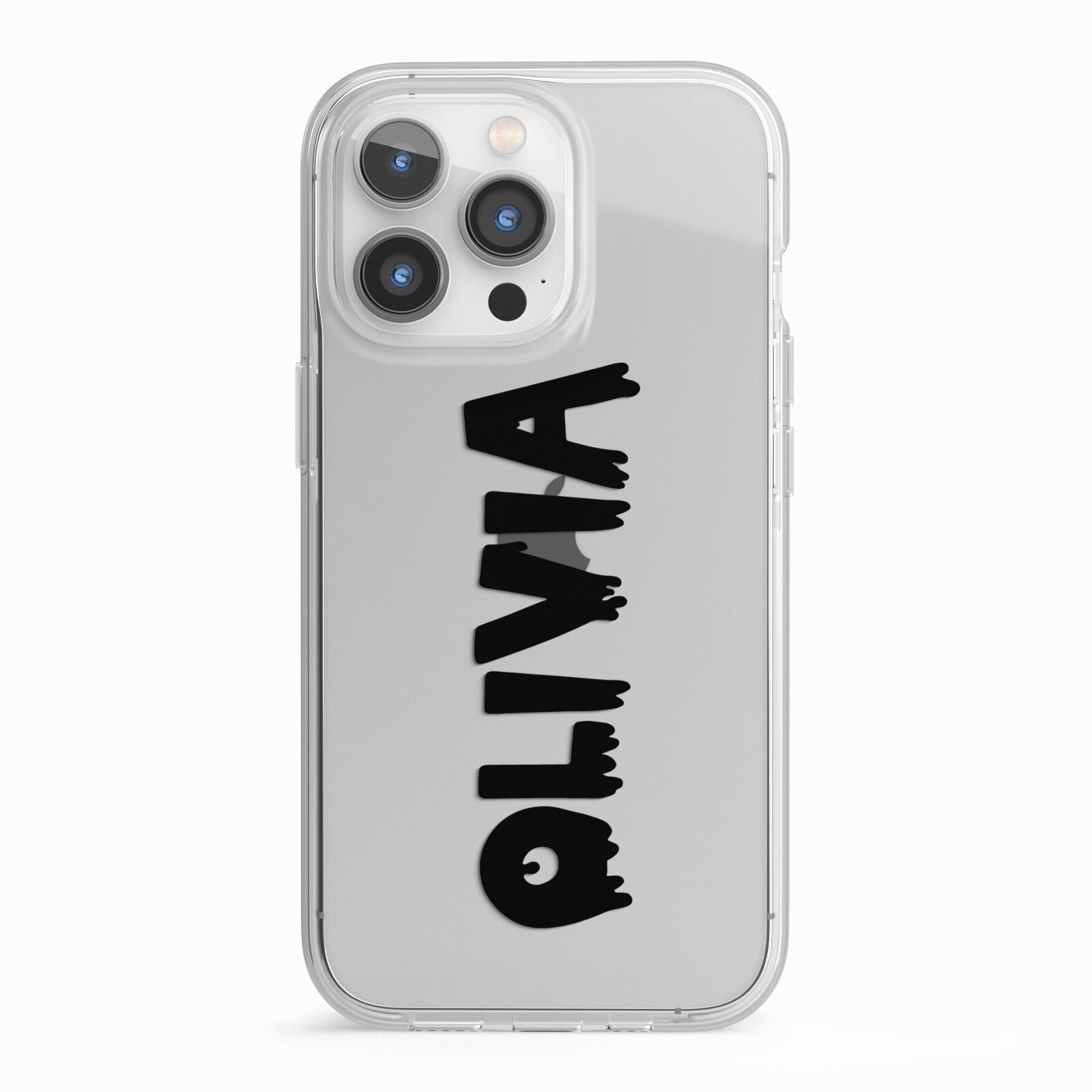 Personalised Black Slime Text iPhone 13 Pro TPU Impact Case with White Edges