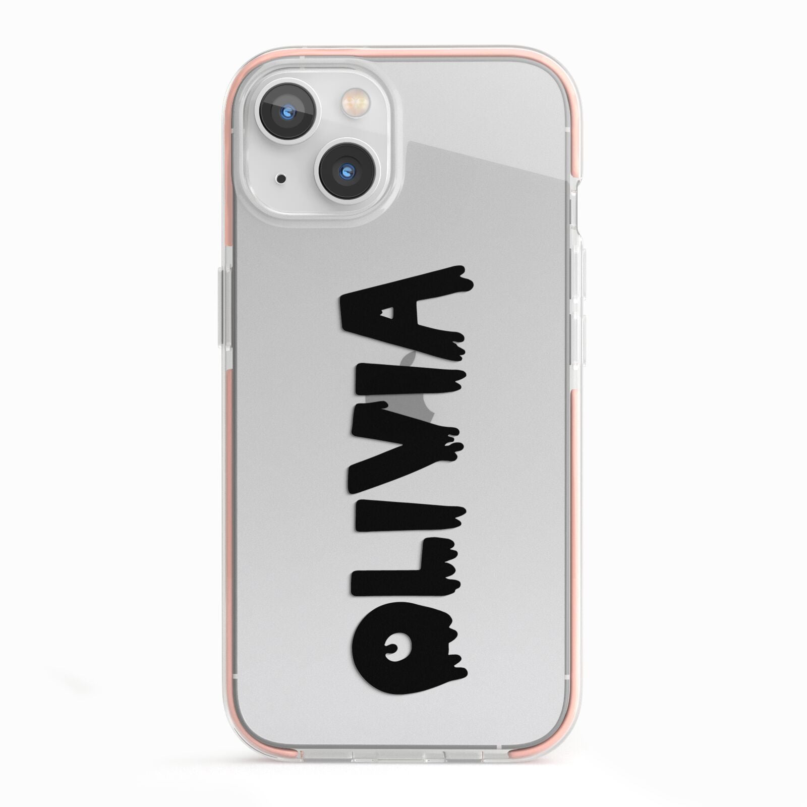 Personalised Black Slime Text iPhone 13 TPU Impact Case with Pink Edges