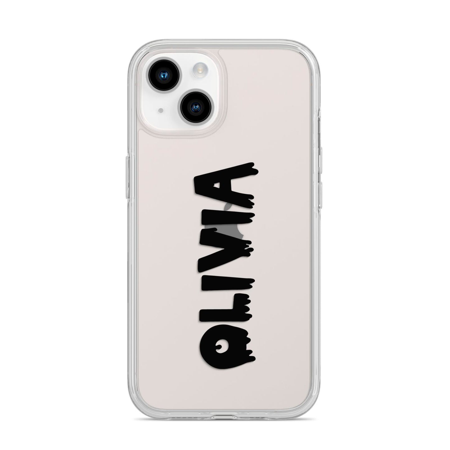 Personalised Black Slime Text iPhone 14 Clear Tough Case Starlight