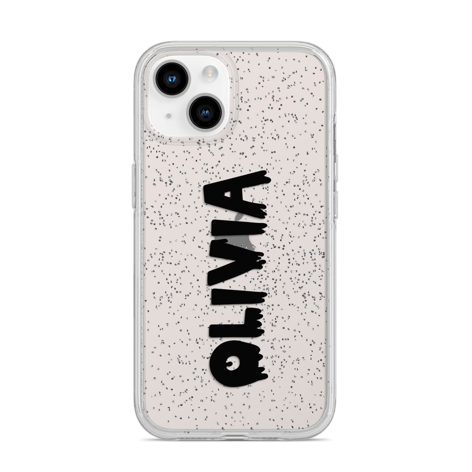 Personalised Black Slime Text iPhone 14 Glitter Tough Case Starlight