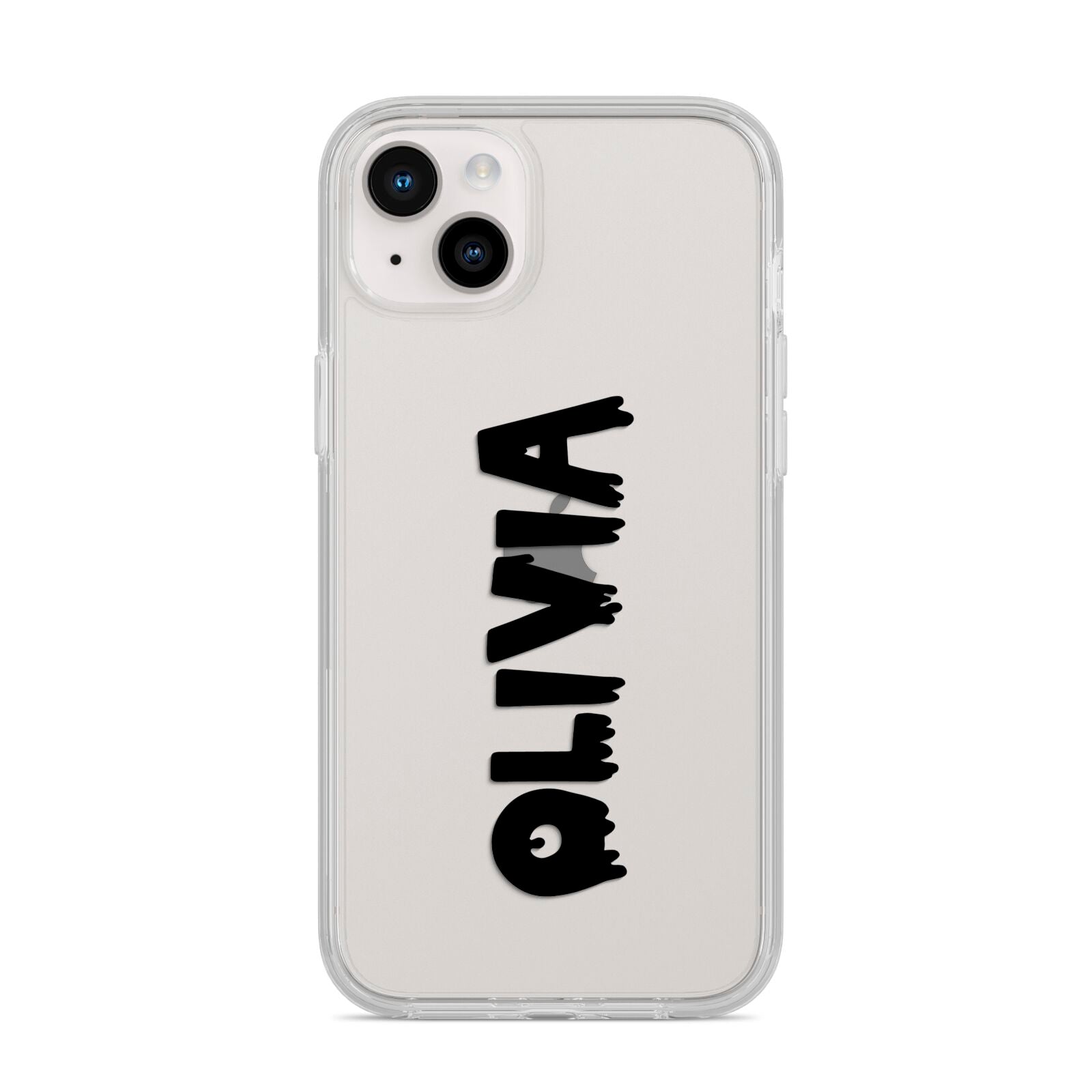 Personalised Black Slime Text iPhone 14 Plus Clear Tough Case Starlight