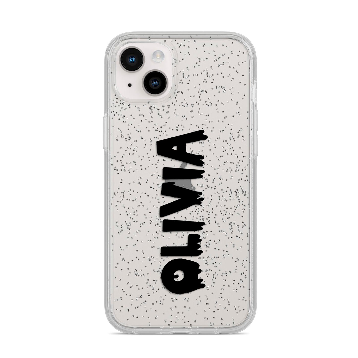 Personalised Black Slime Text iPhone 14 Plus Glitter Tough Case Starlight