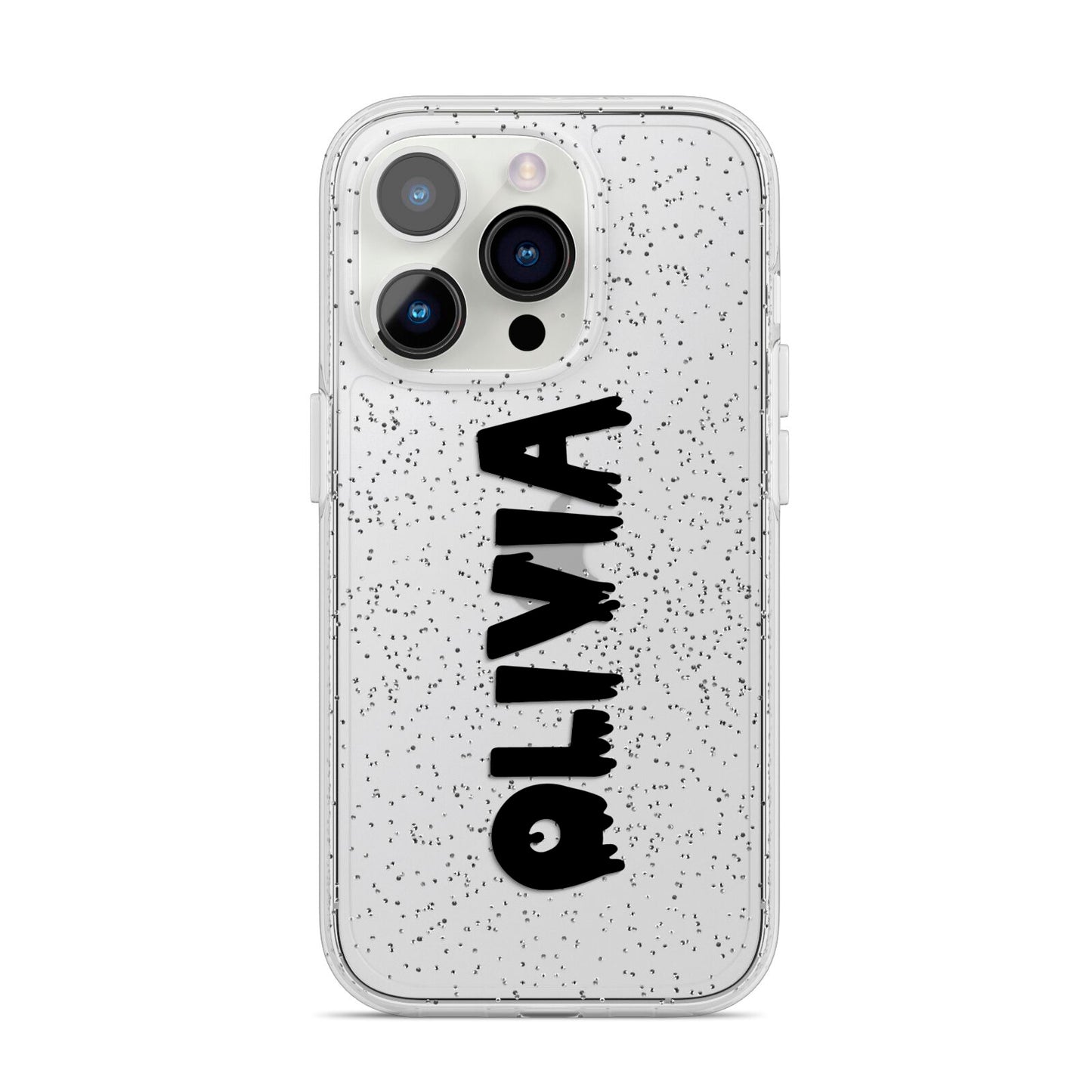 Personalised Black Slime Text iPhone 14 Pro Glitter Tough Case Silver