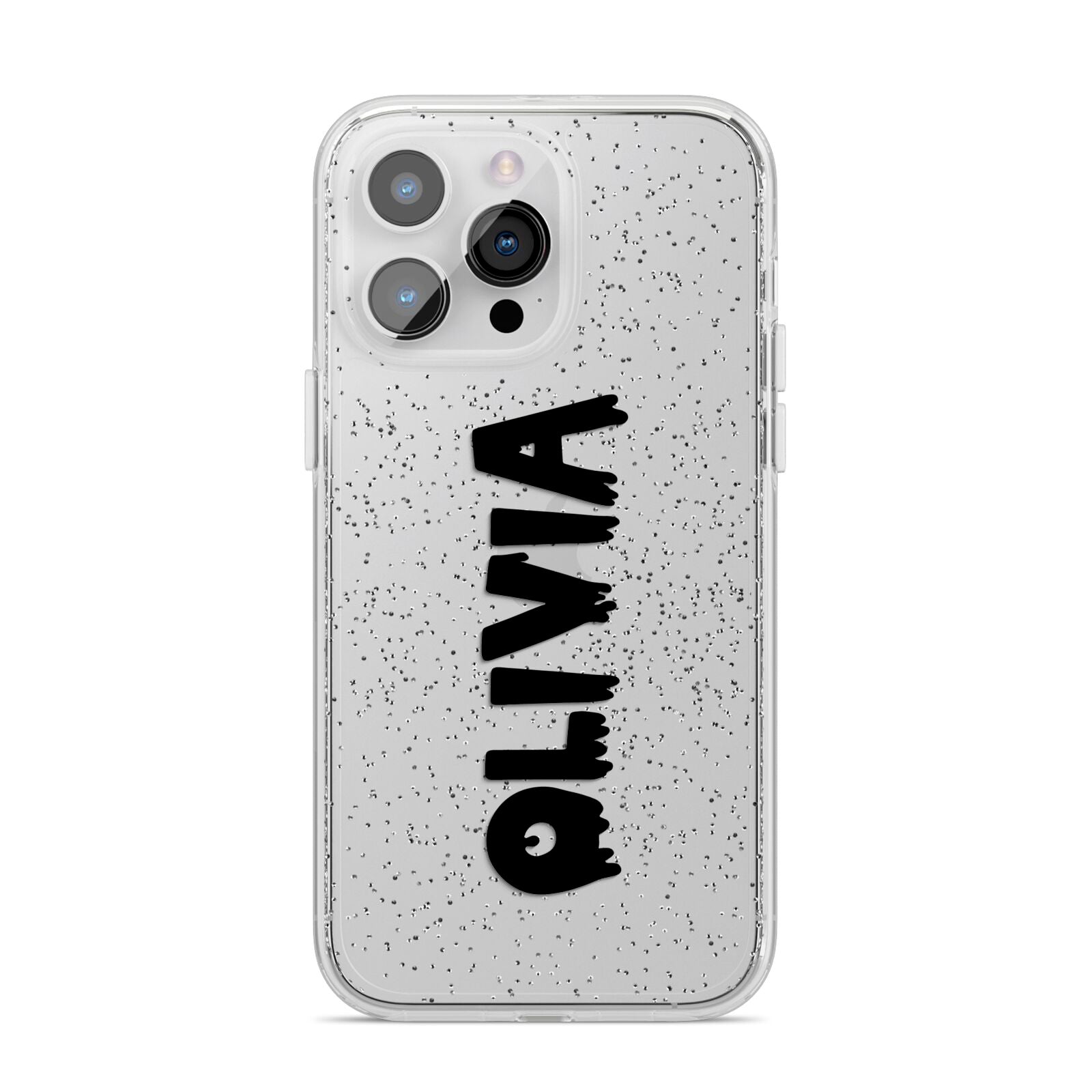 Personalised Black Slime Text iPhone 14 Pro Max Glitter Tough Case Silver