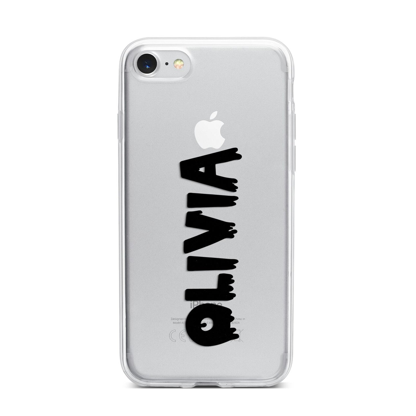 Personalised Black Slime Text iPhone 7 Bumper Case on Silver iPhone