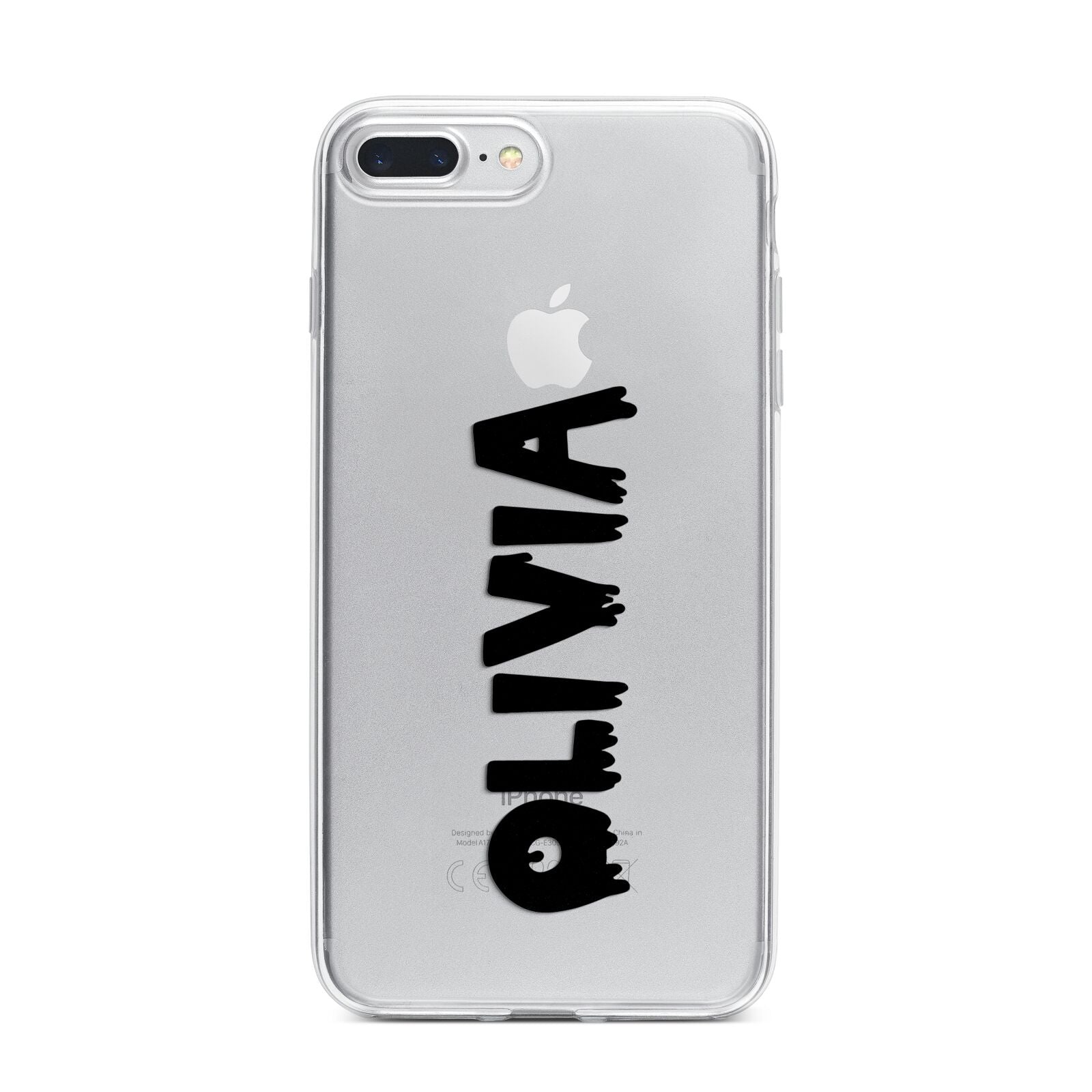 Personalised Black Slime Text iPhone 7 Plus Bumper Case on Silver iPhone