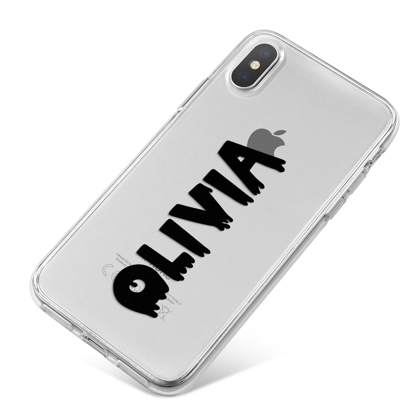 Personalised Black Slime Text iPhone X Bumper Case on Silver iPhone