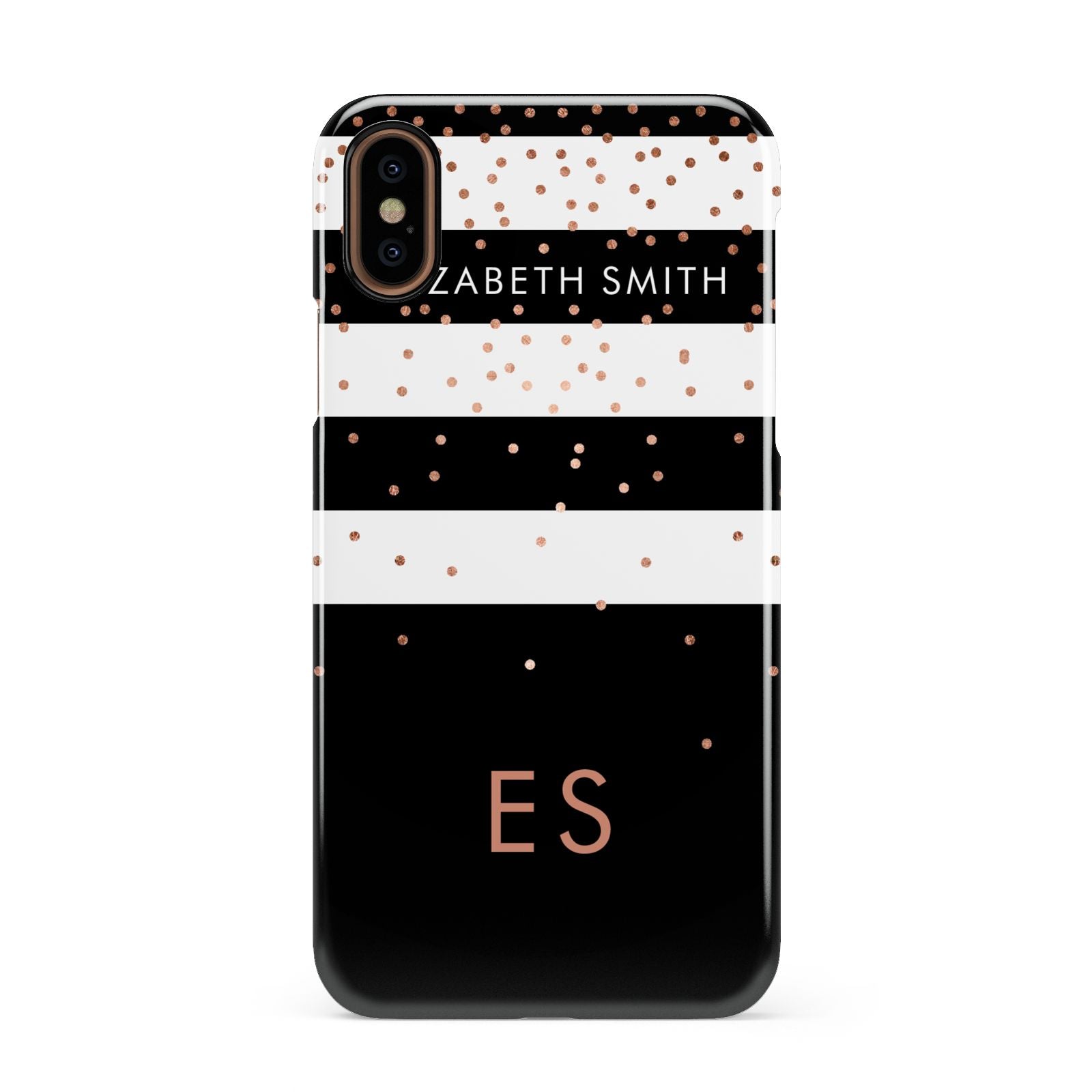 Personalised Black Striped Name Initials Apple iPhone XS 3D Snap Case