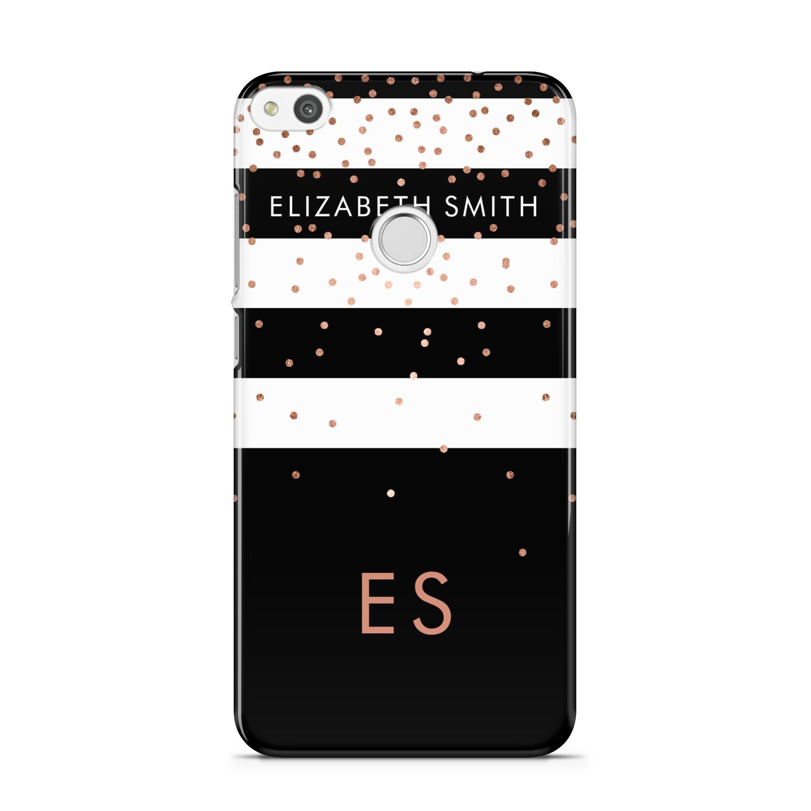 Personalised Black Striped Name Initials Huawei P8 Lite Case