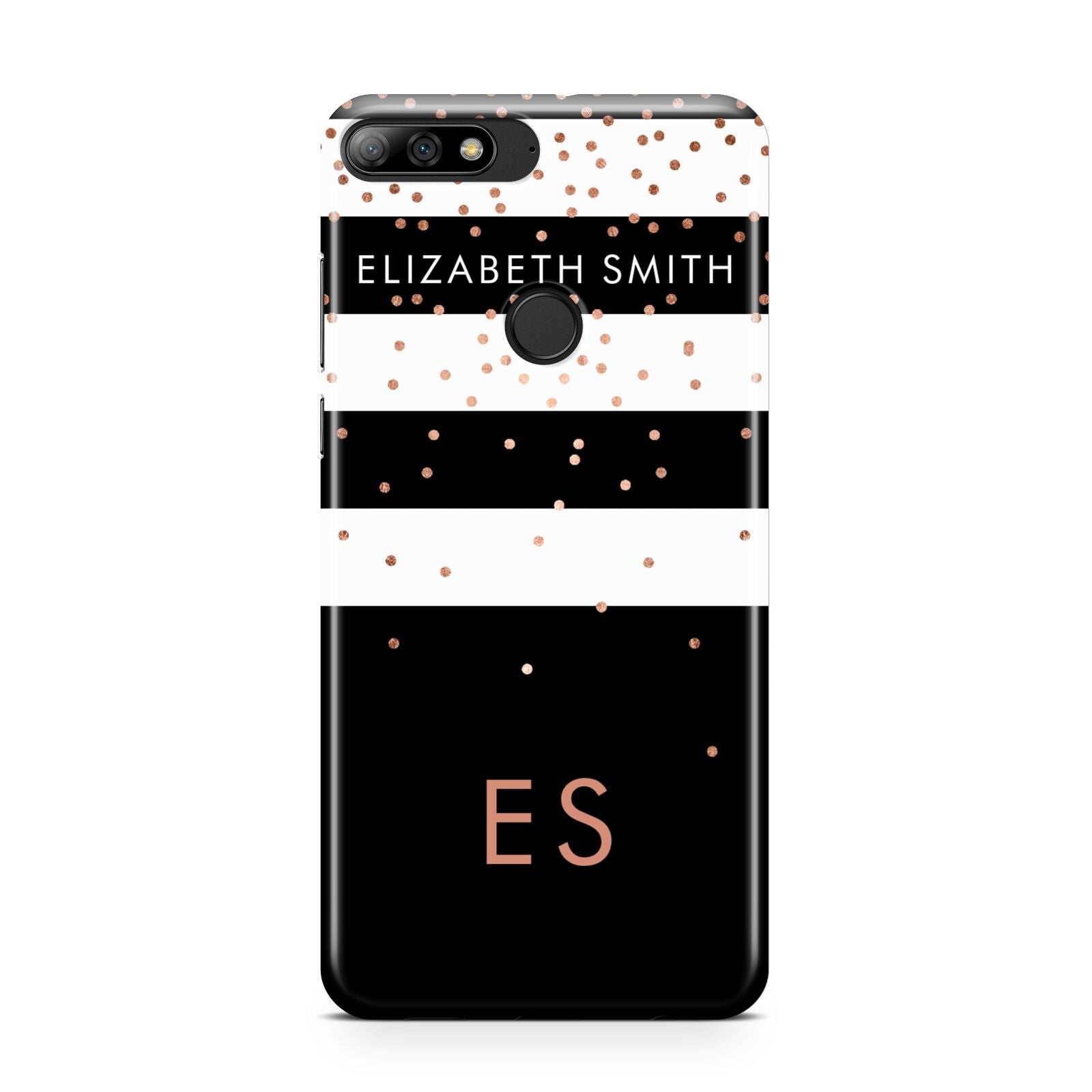 Personalised Black Striped Name Initials Huawei Y7 2018