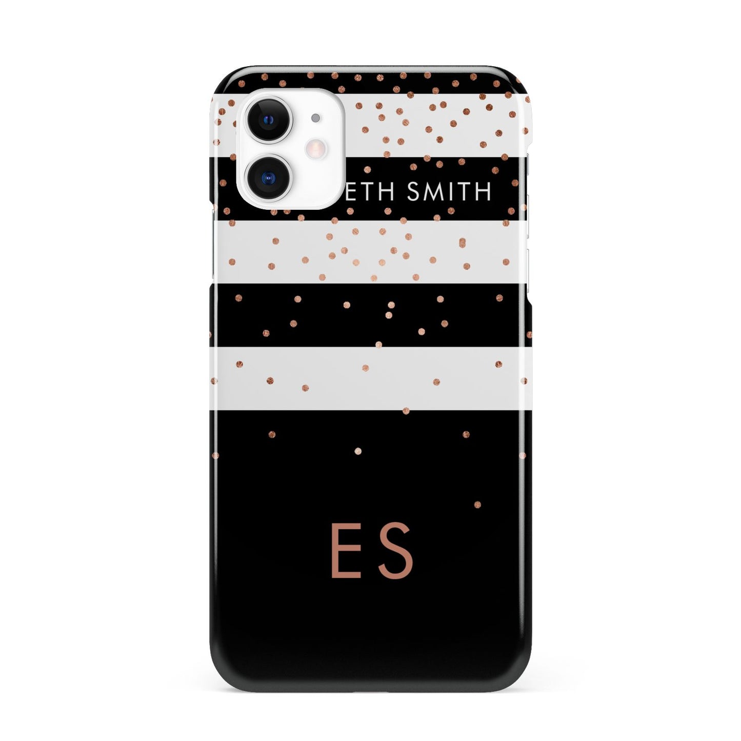 Personalised Black Striped Name Initials iPhone 11 3D Snap Case