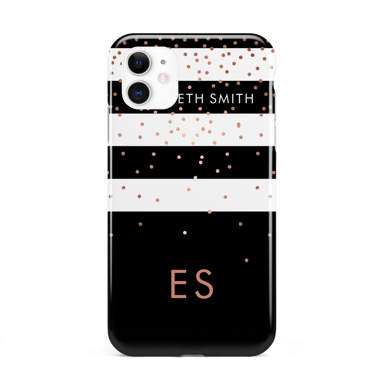 Personalised Black Striped Name Initials iPhone 11 3D Tough Case