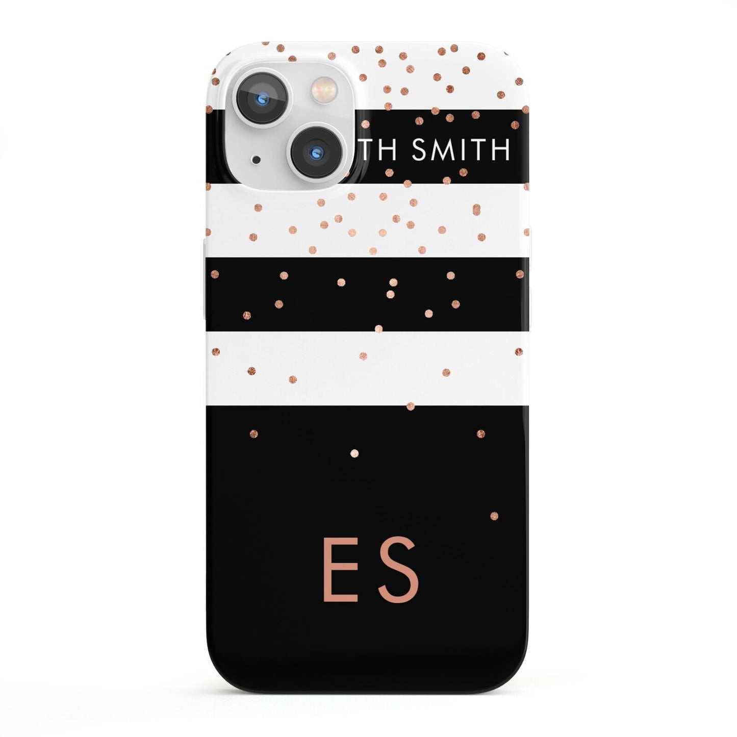 Personalised Black Striped Name Initials iPhone 13 Full Wrap 3D Snap Case