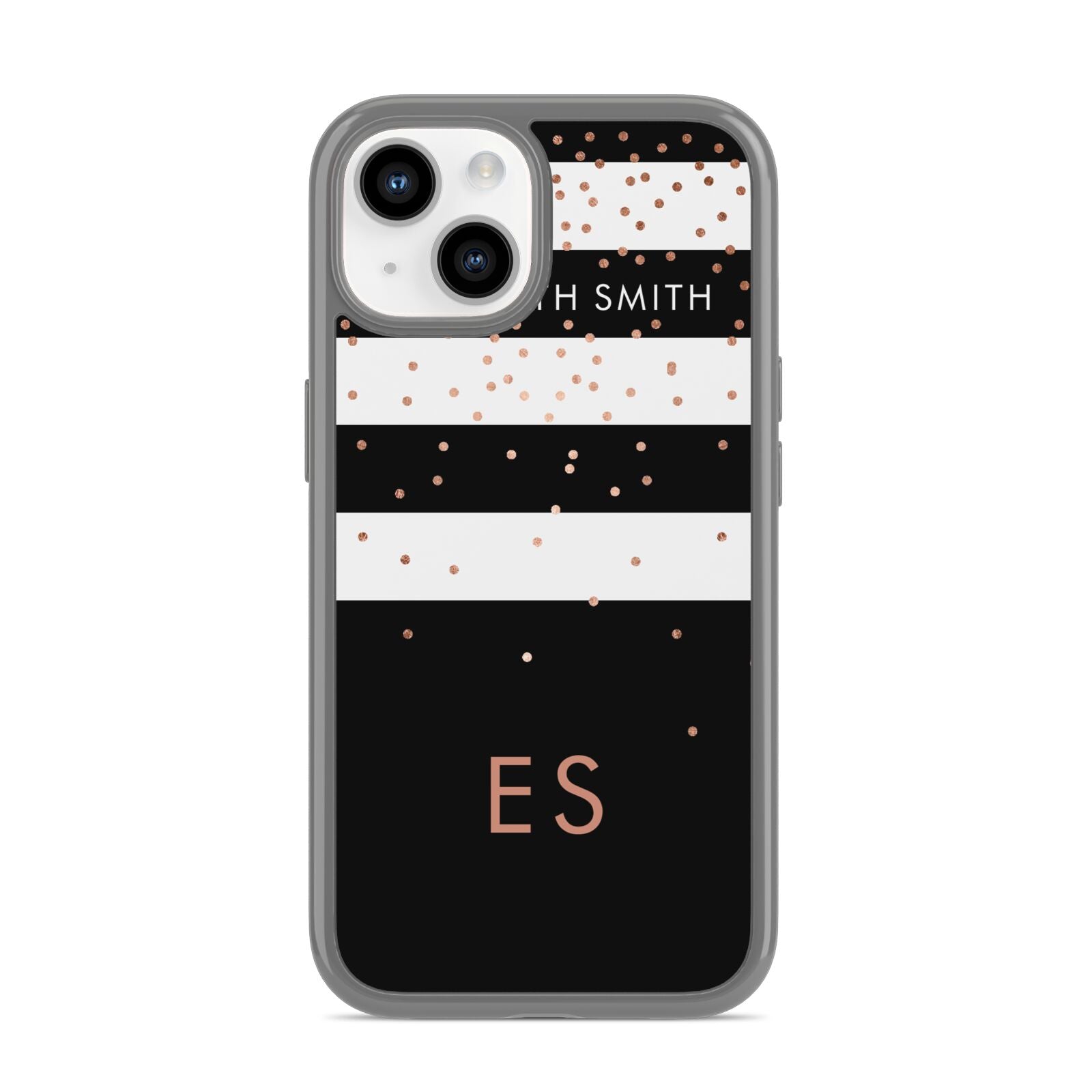 Personalised Black Striped Name Initials iPhone 14 Clear Tough Case Starlight