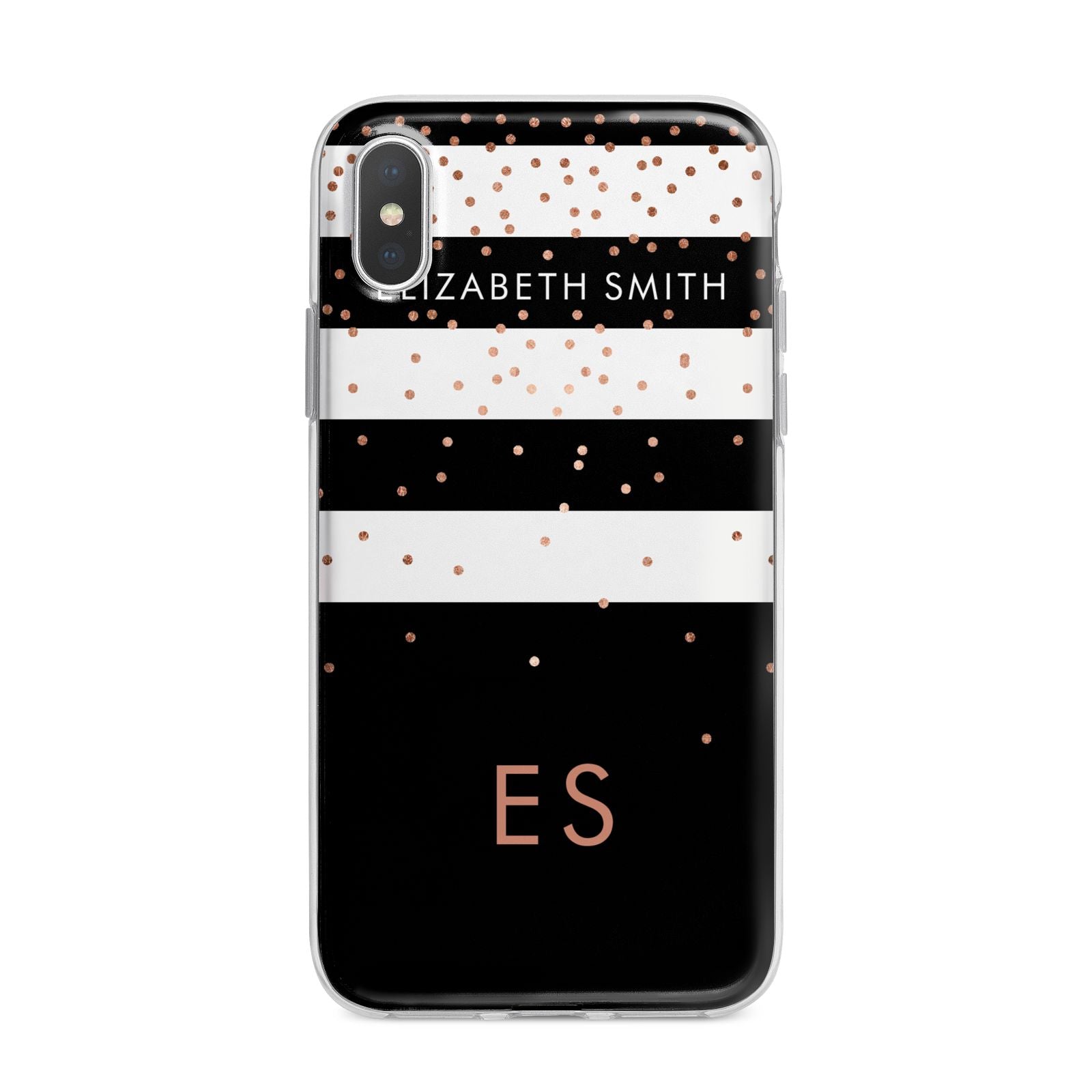 Personalised Black Striped Name Initials iPhone X Bumper Case on Silver iPhone Alternative Image 1