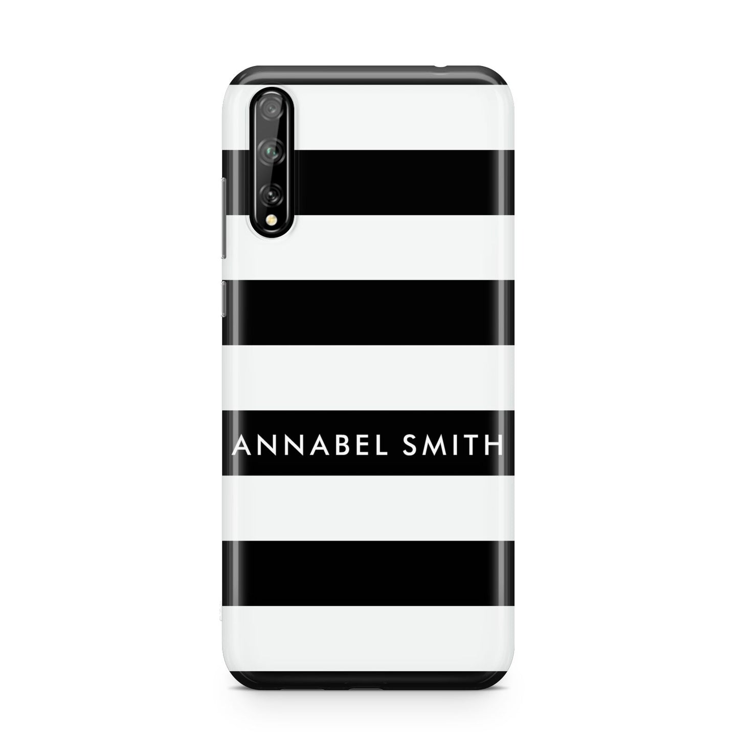 Personalised Black Striped Name or Initials Huawei Enjoy 10s Phone Case