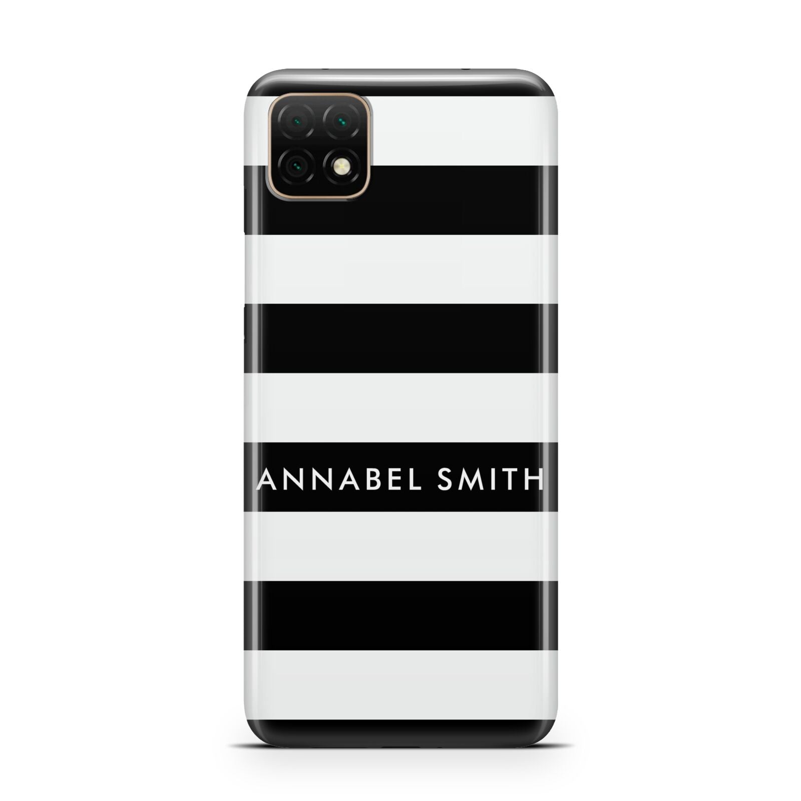 Personalised Black Striped Name or Initials Huawei Enjoy 20 Phone Case