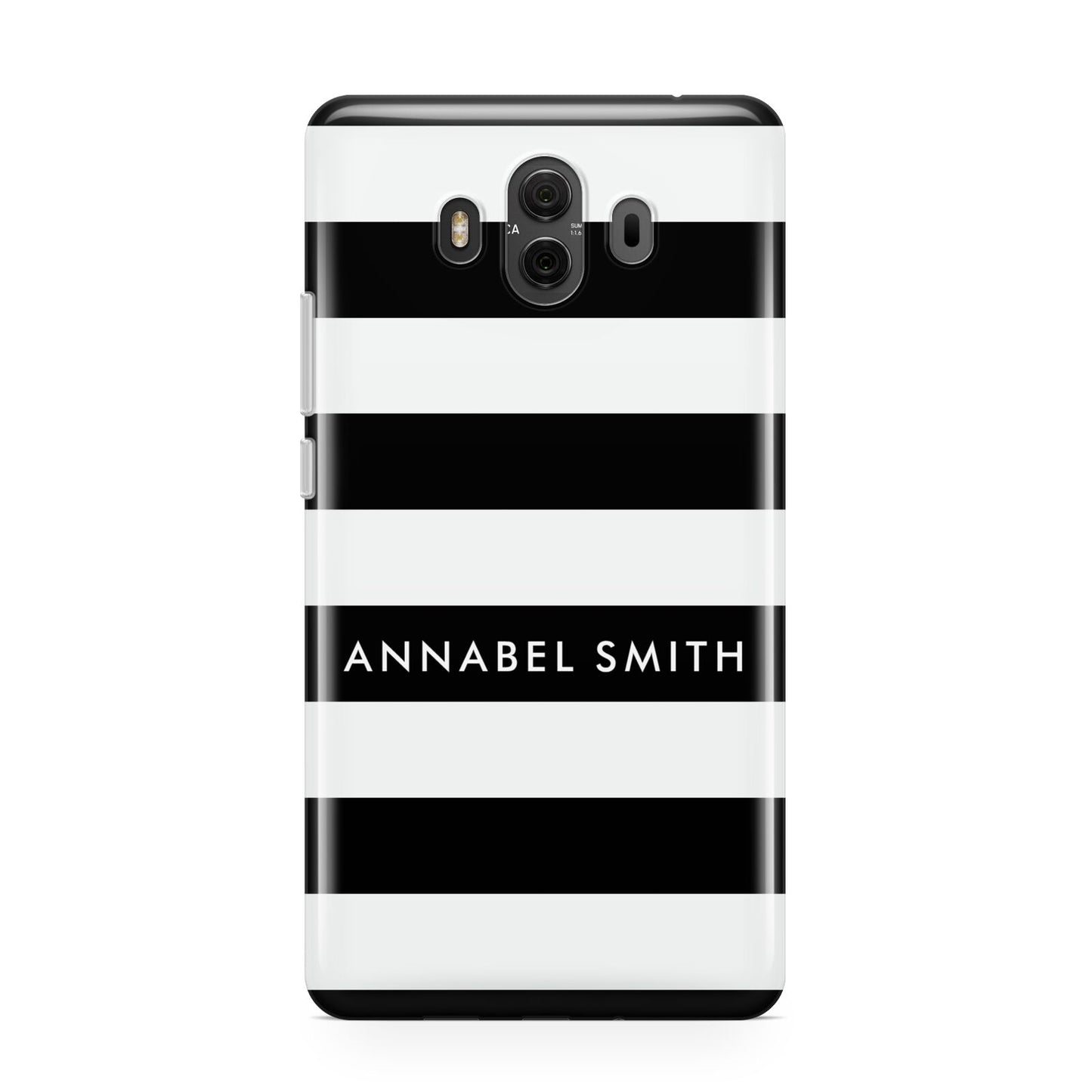 Personalised Black Striped Name or Initials Huawei Mate 10 Protective Phone Case