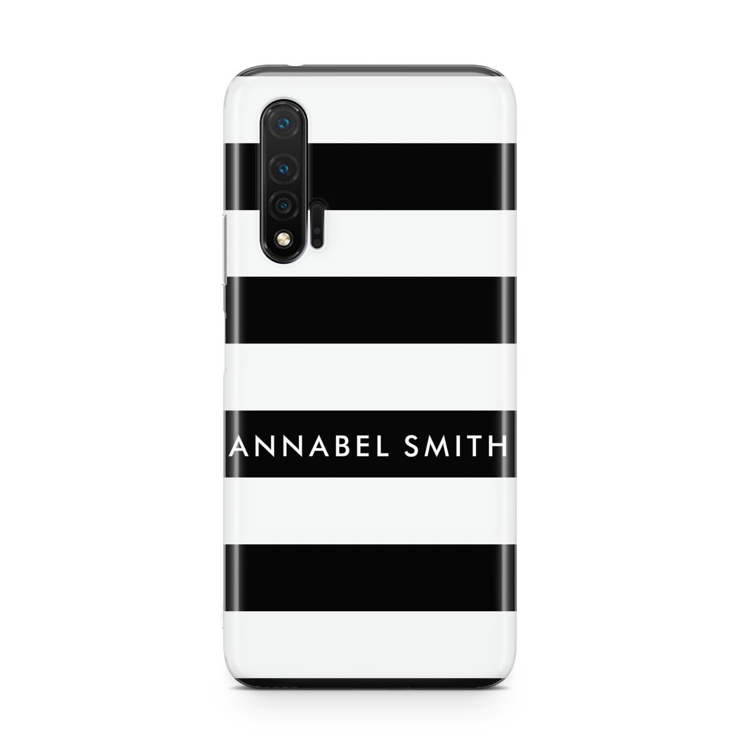 Personalised Black Striped Name or Initials Huawei Nova 6 Phone Case