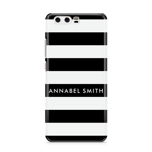Personalised Black Striped Name or Initials Huawei P10 Phone Case