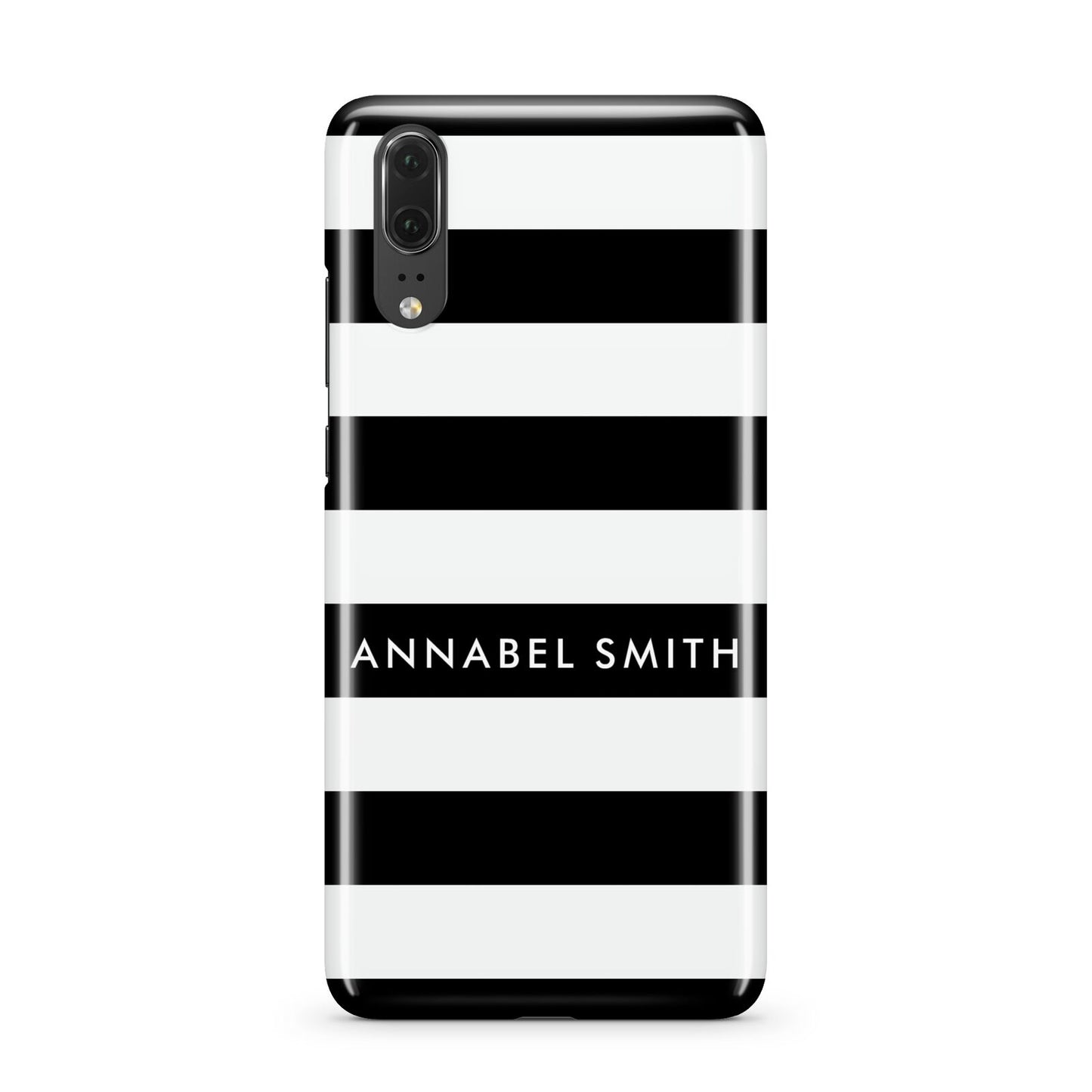 Personalised Black Striped Name or Initials Huawei P20 Phone Case