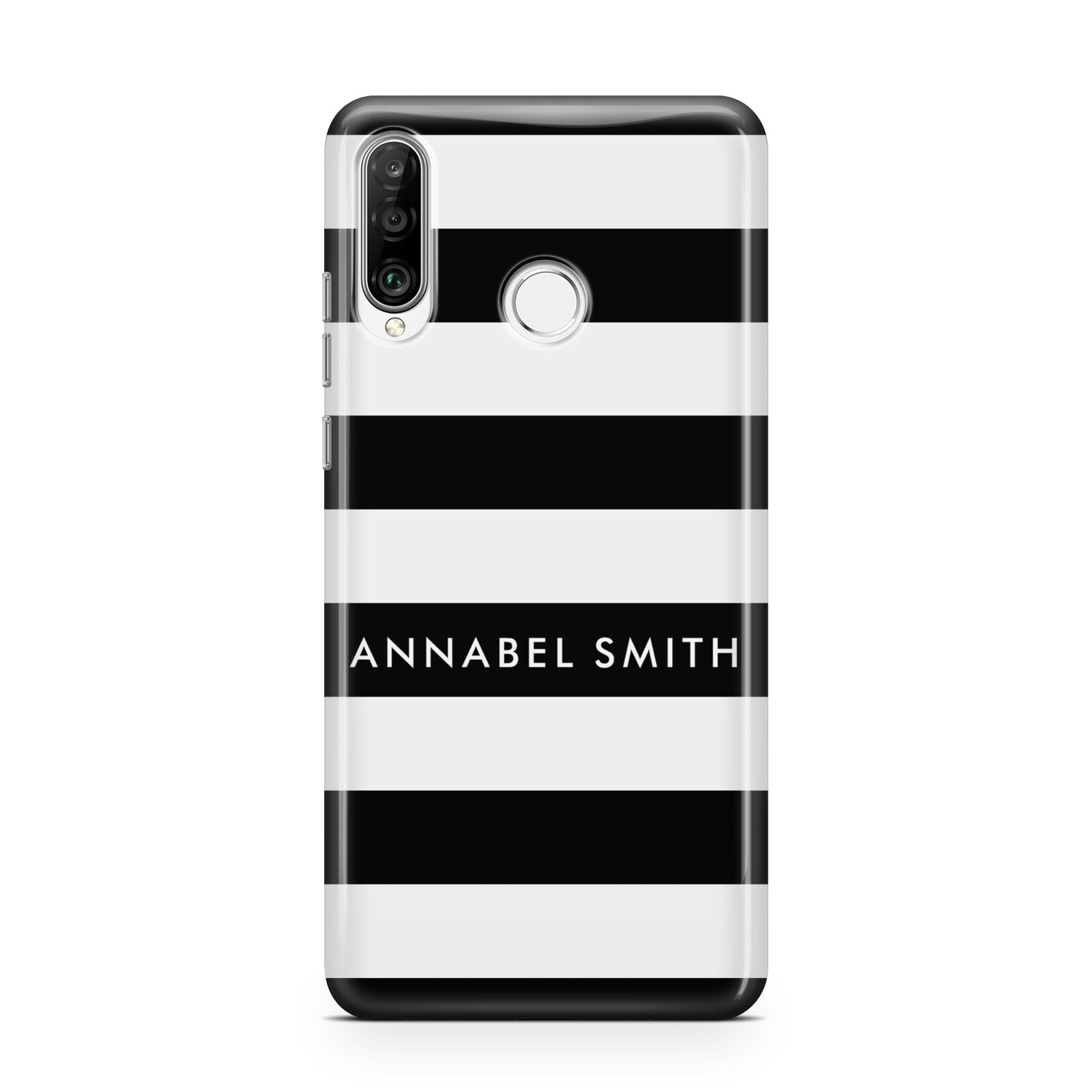 Personalised Black Striped Name or Initials Huawei P30 Lite Phone Case