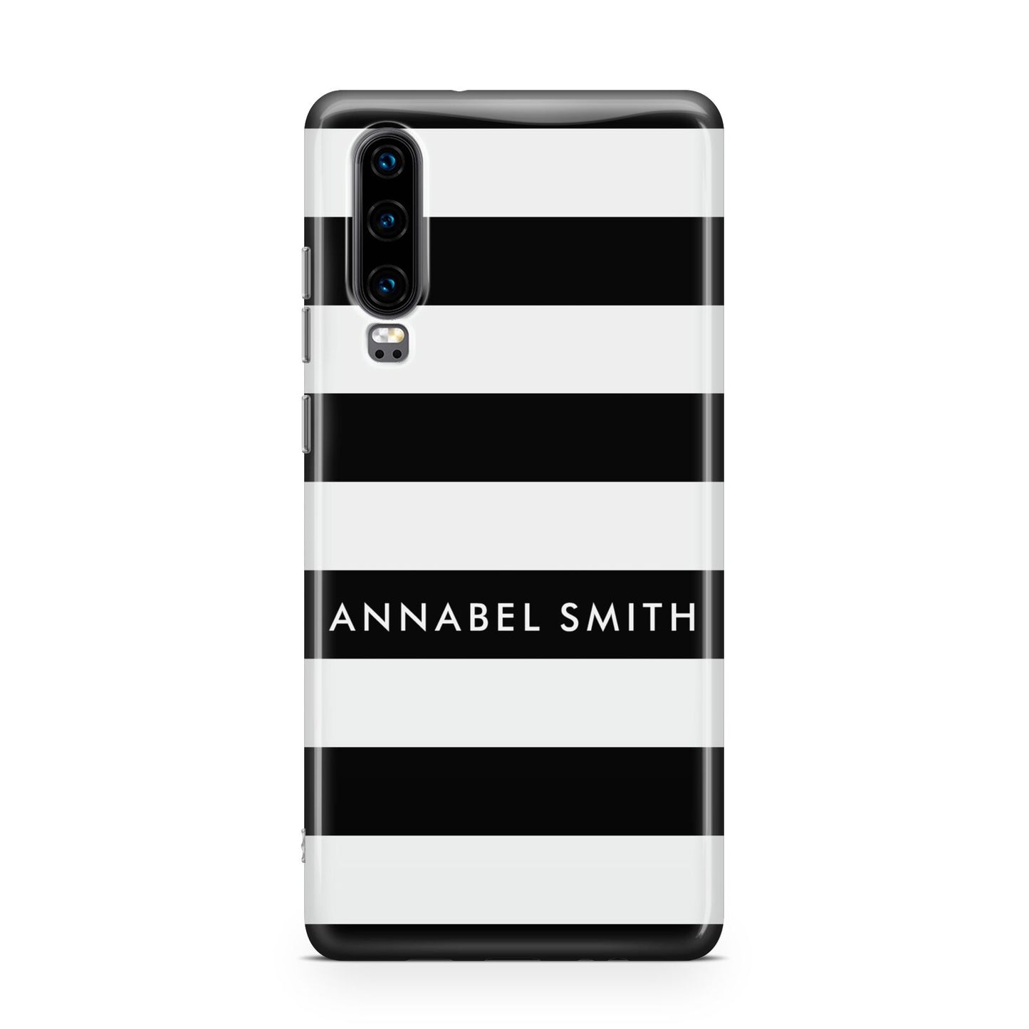 Personalised Black Striped Name or Initials Huawei P30 Phone Case