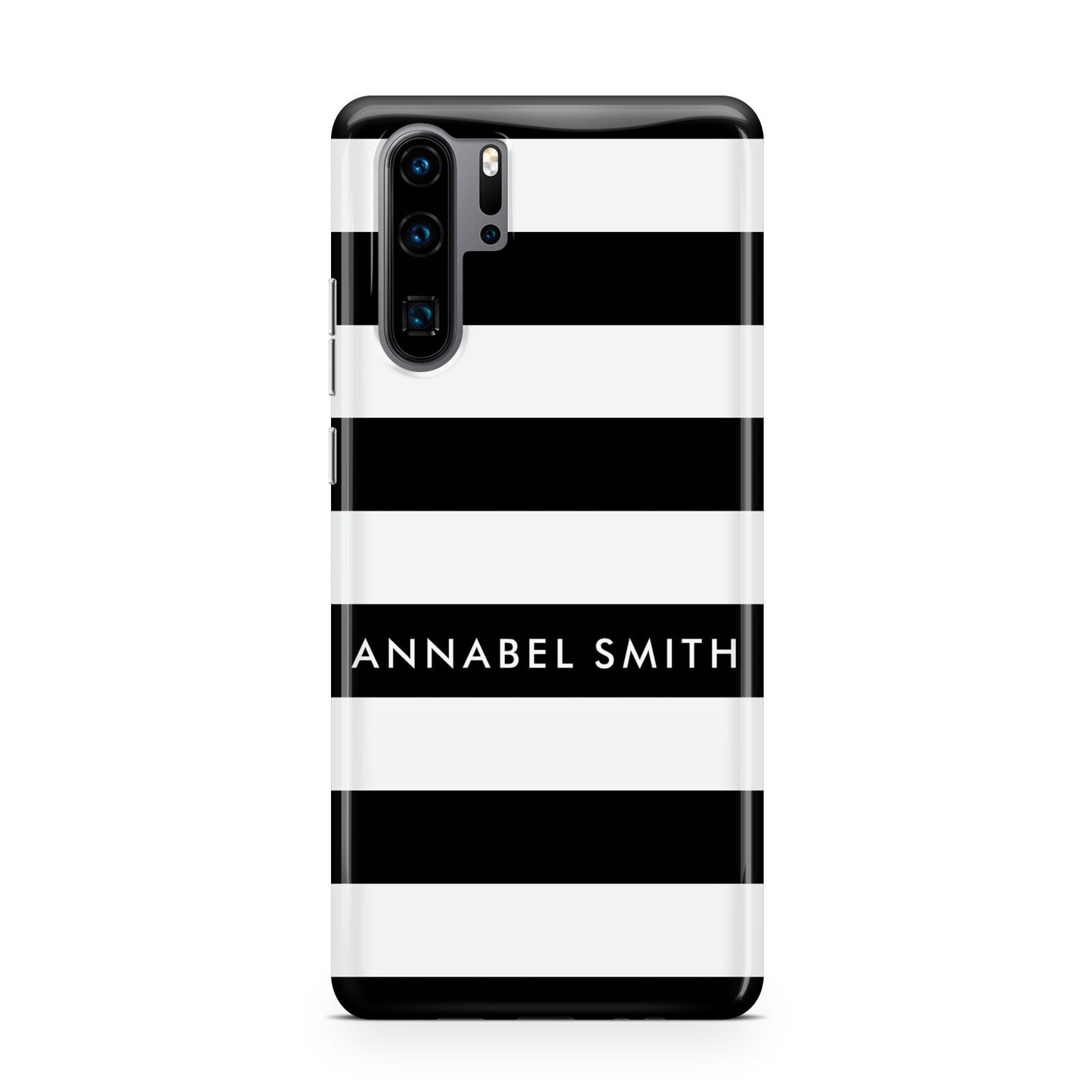 Personalised Black Striped Name or Initials Huawei P30 Pro Phone Case