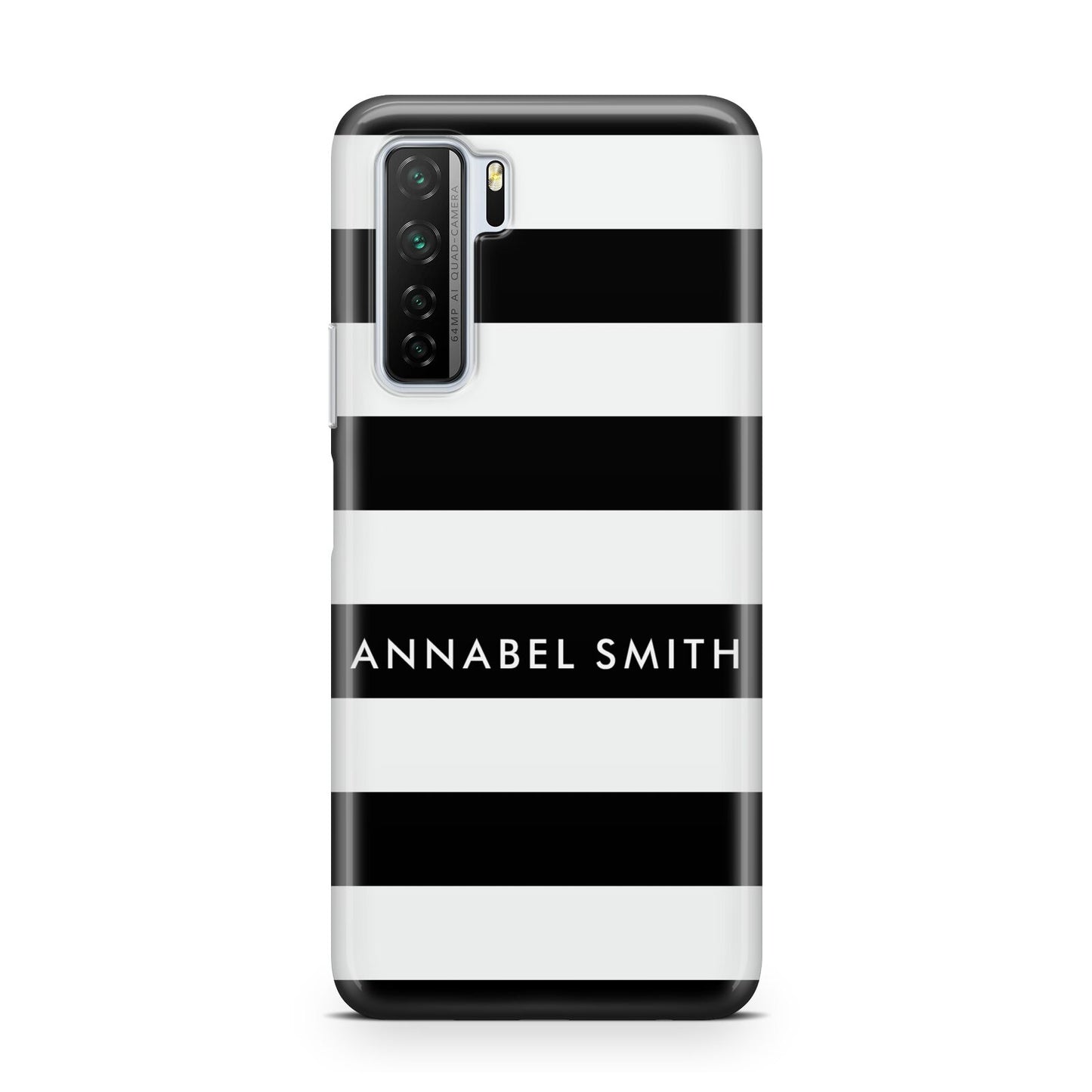 Personalised Black Striped Name or Initials Huawei P40 Lite 5G Phone Case